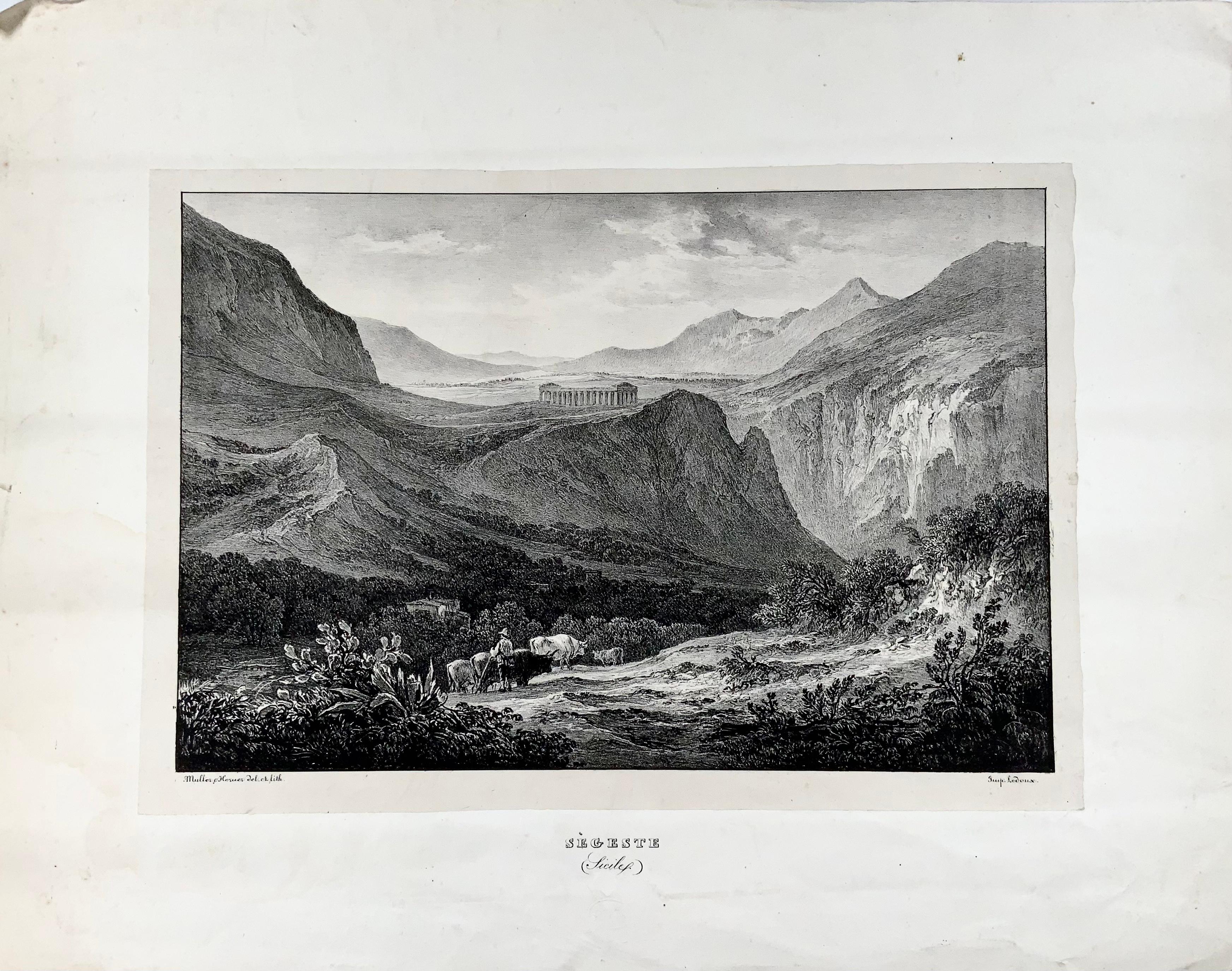 Horner [Friedrich] and Müller [Rudolf]

Temple of Segesta, Sicily

[Naples Royale Lith. Militaire, 1833.]

Printed on china paper. Overall size: 31.5 x 42 cm

Small blindstamp 