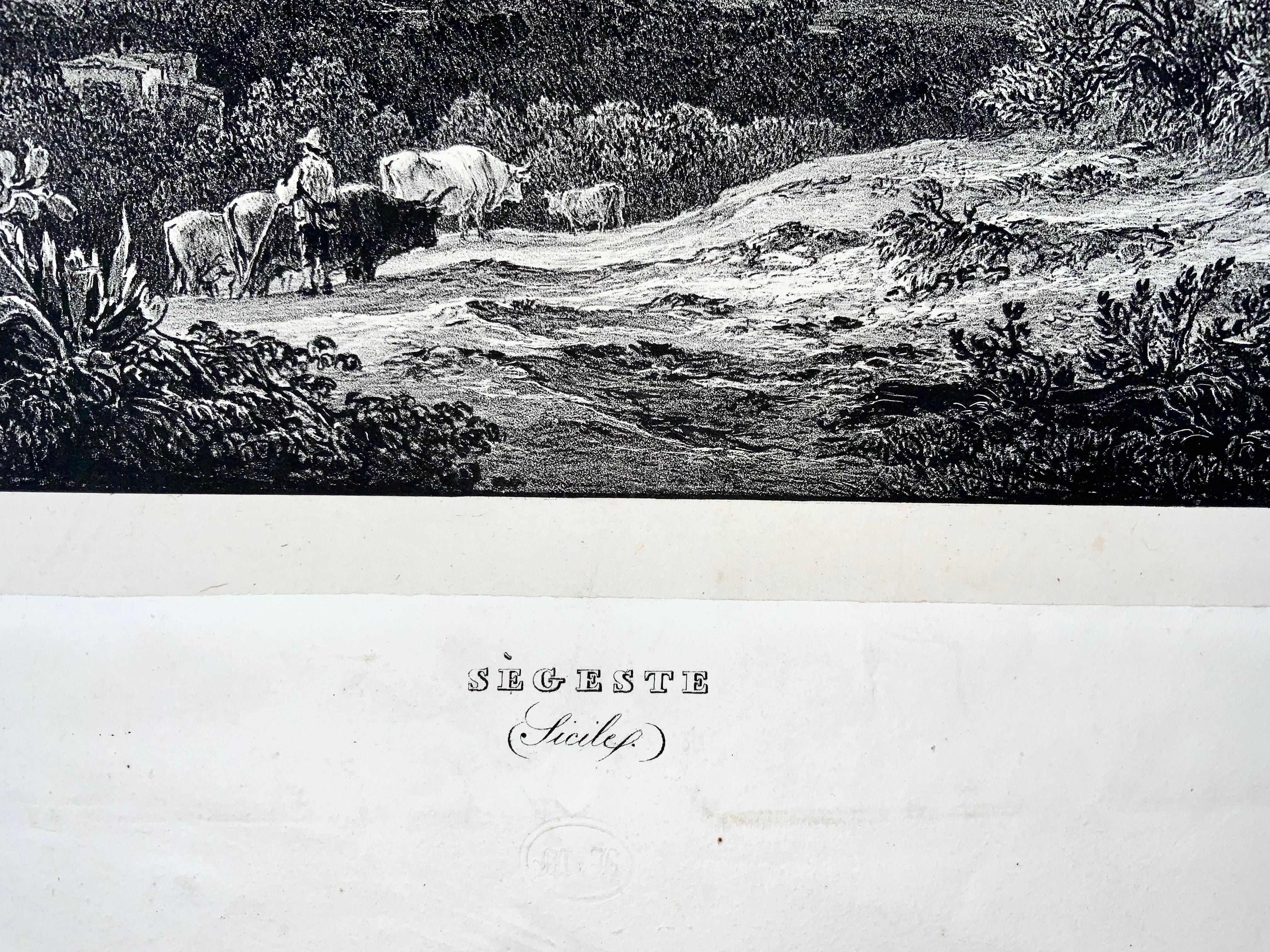 Paper 1833 Segesta Sicily, Muller & Horner, LeDoux Sc., Large Stone Lithograph For Sale