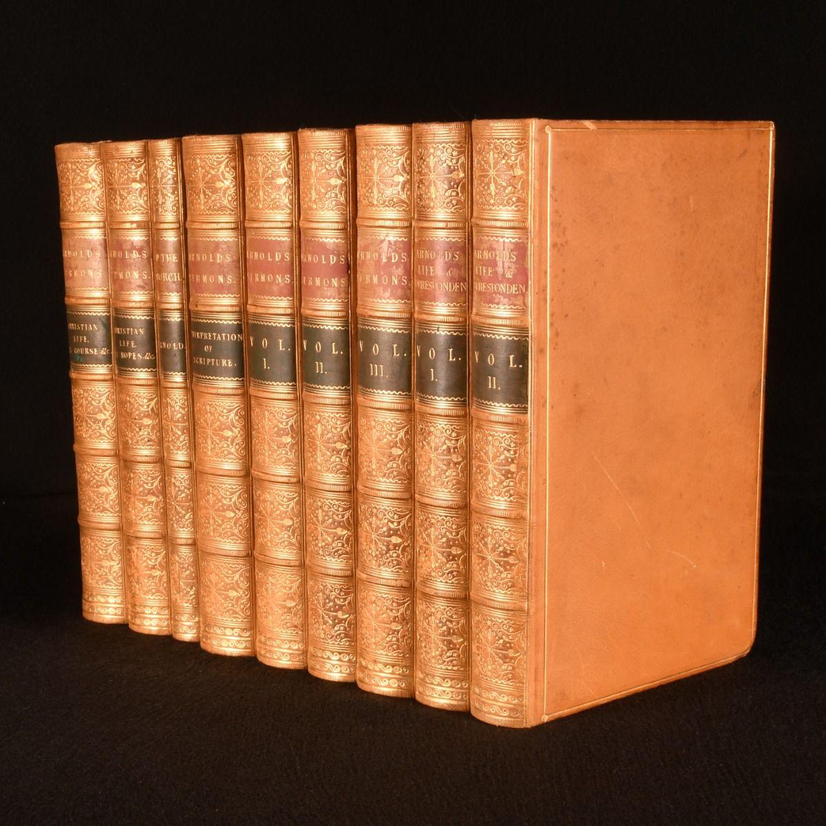 A beautifully bound nine volume collection of works by and about the Anglican educator and theologian Thomas Arnold, including first and early editions of his works.

Uniformly bound in sumptuous full calf, with gilt detailing to back