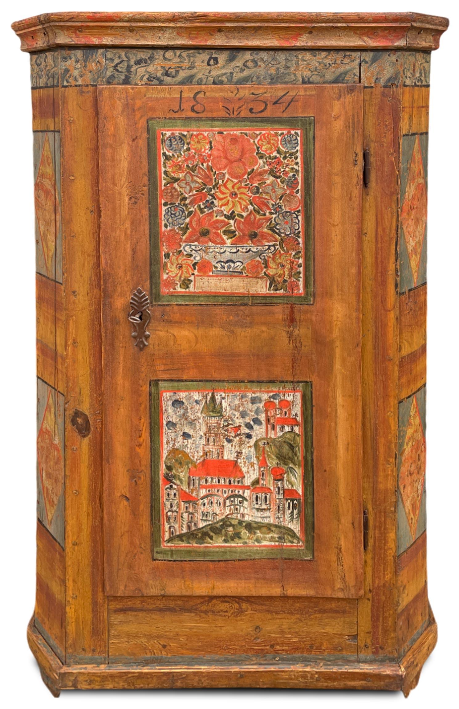 Armoire peinte à fleurs alpines de 1834 3