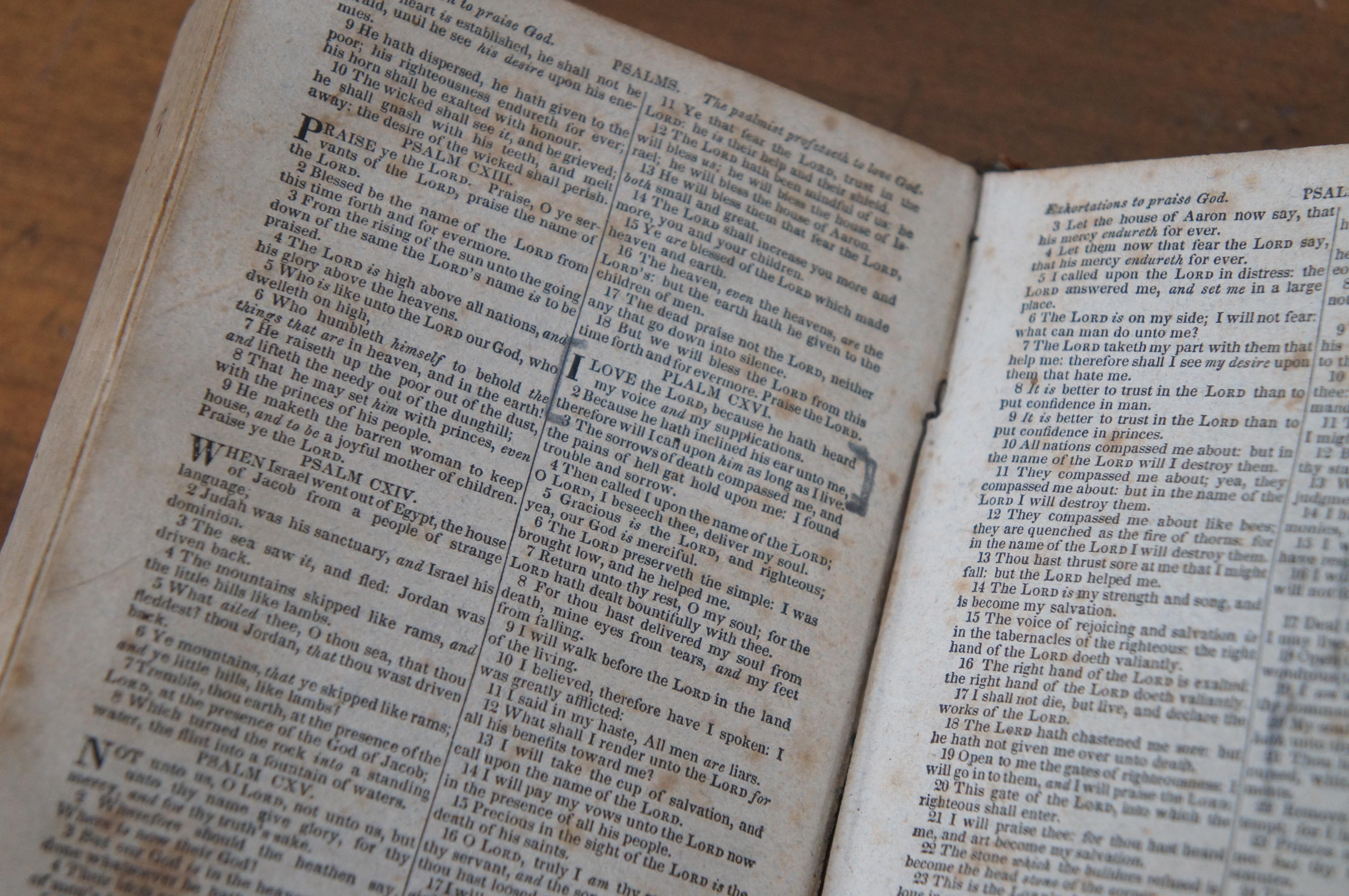 1834 Antique Morgan & Sanxay Leather Bound Holy Christian Bible 5