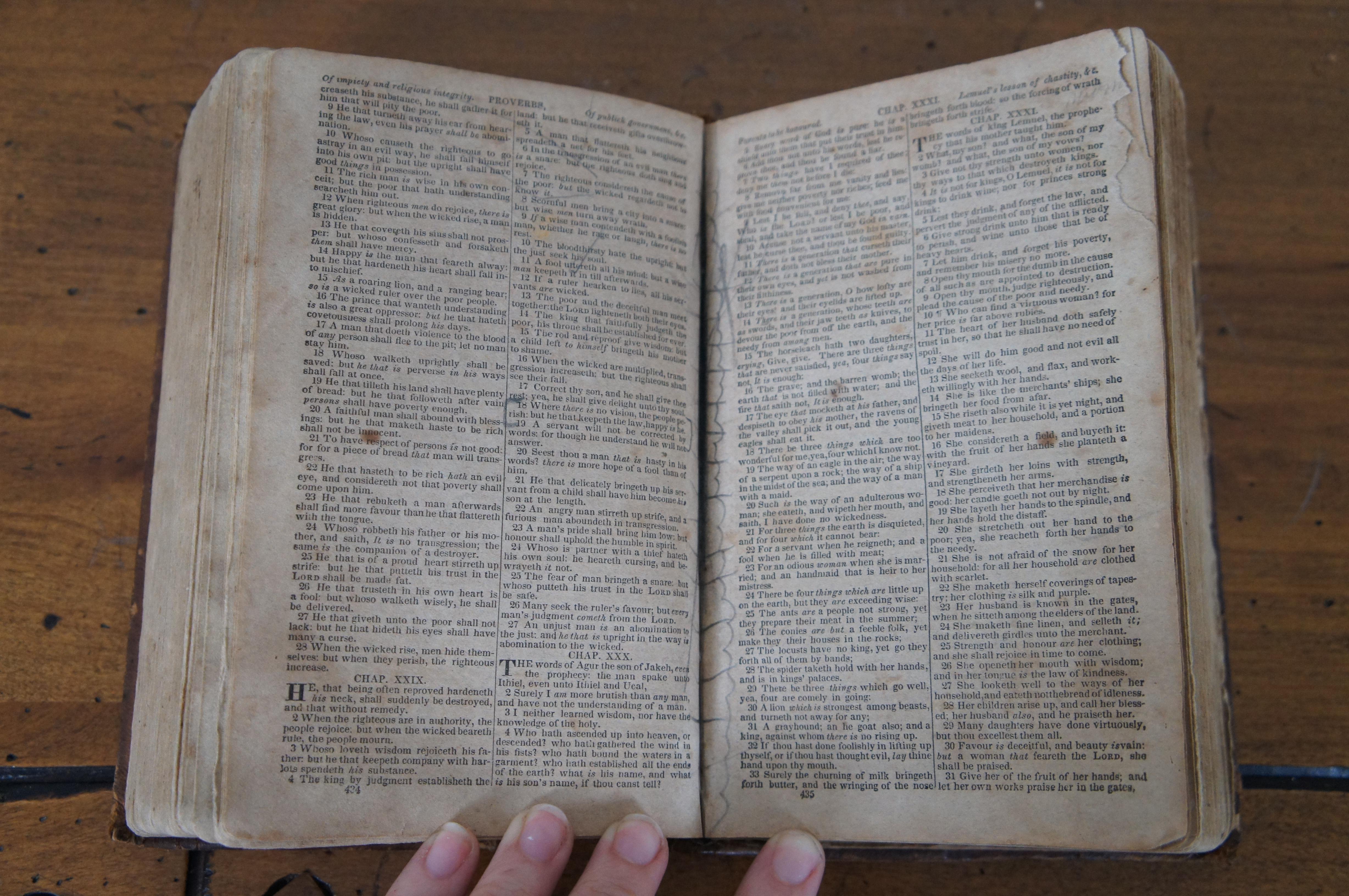 1834 Antique Morgan & Sanxay Leather Bound Holy Christian Bible 7