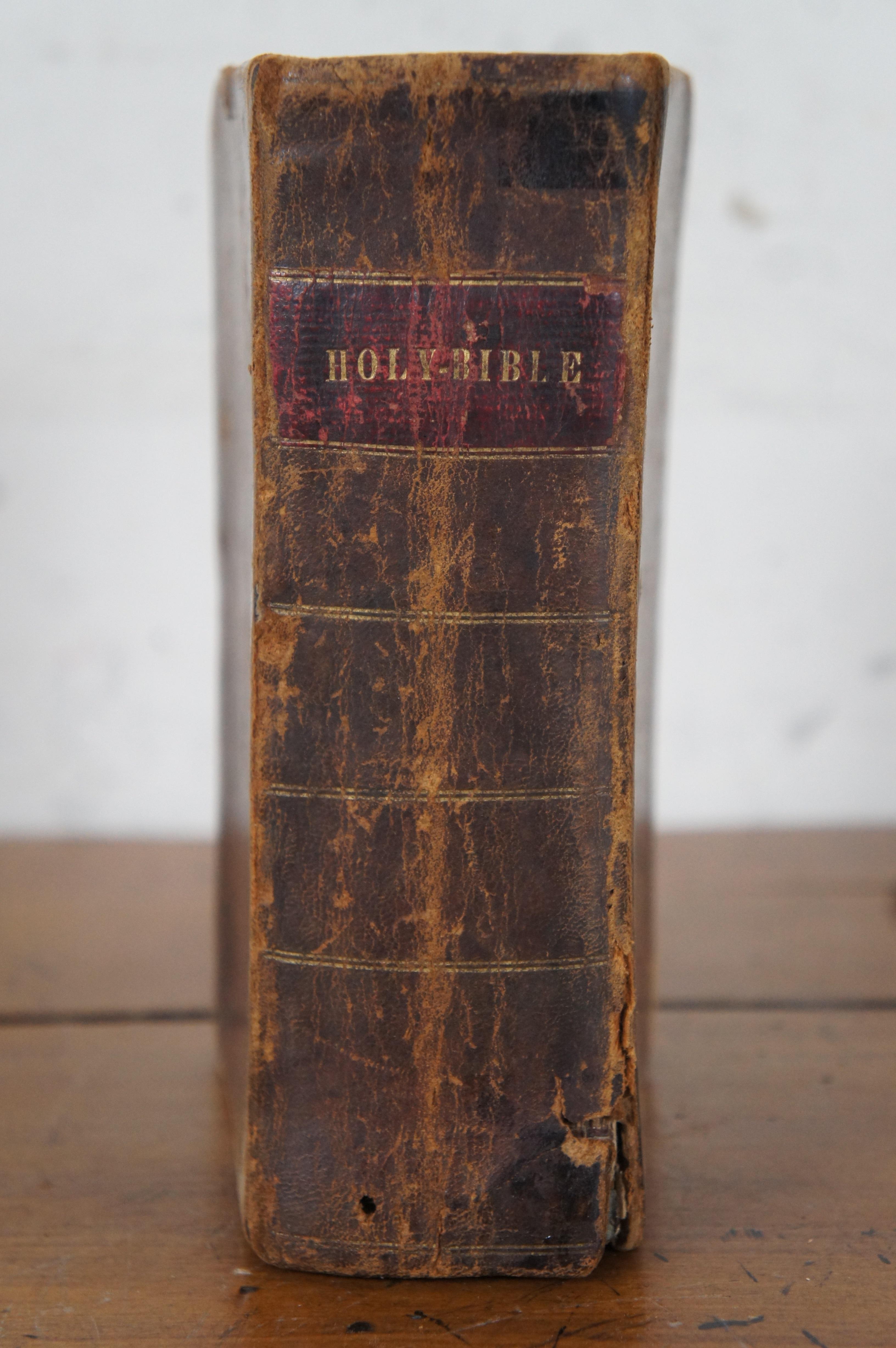 Mid-19th Century 1834 Antique Morgan & Sanxay Leather Bound Holy Christian Bible