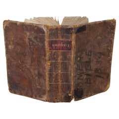 1834 Antique Morgan & Sanxay Cuir Bound Holy Christian Bible 7"