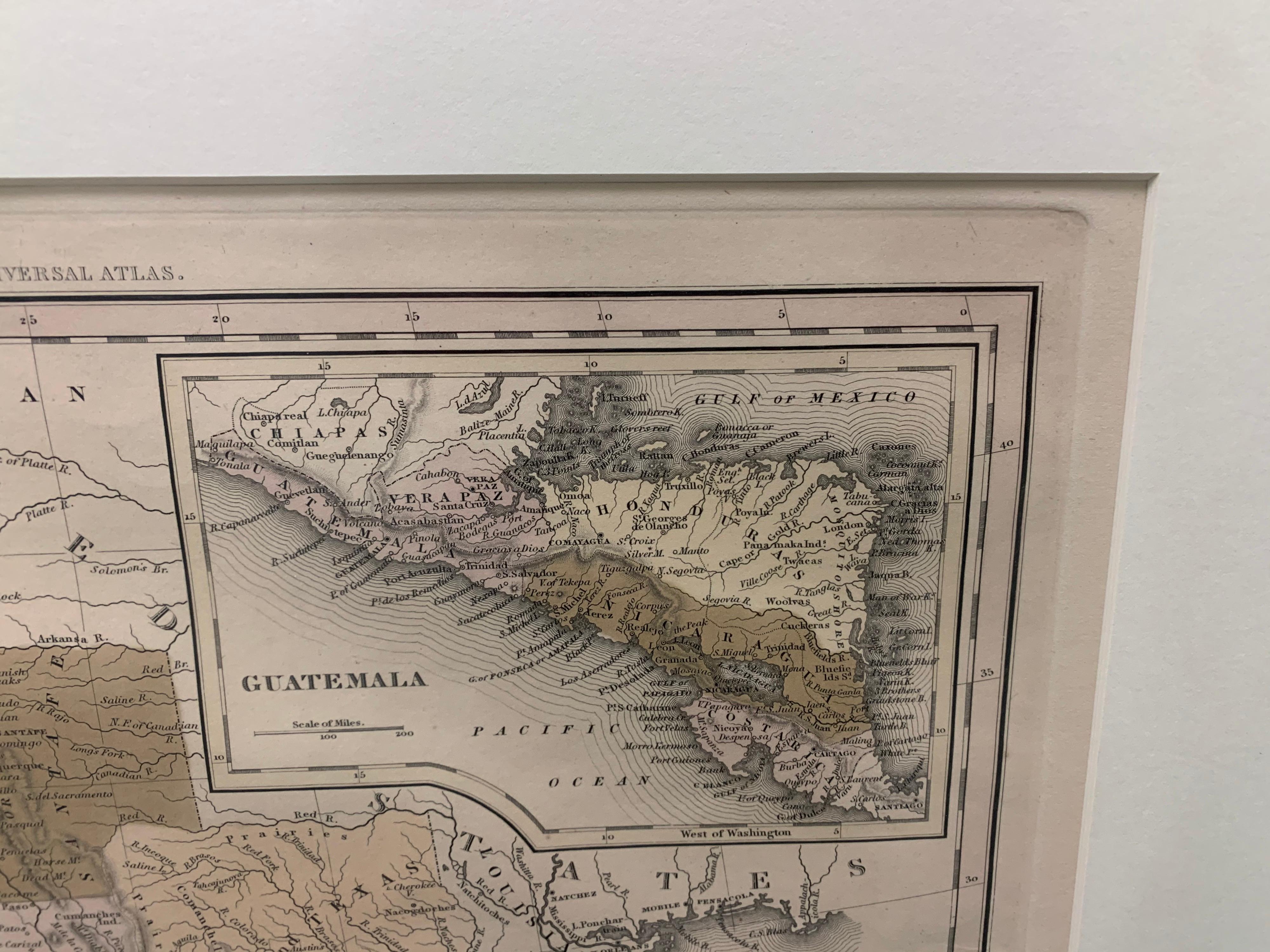American Classical 1834 Mexico & Guatemala Framed Map by H.S. Tanner For Sale