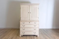 1834 Swedish Two-part Painted Cabinet with Doors and Graduated Drawers
