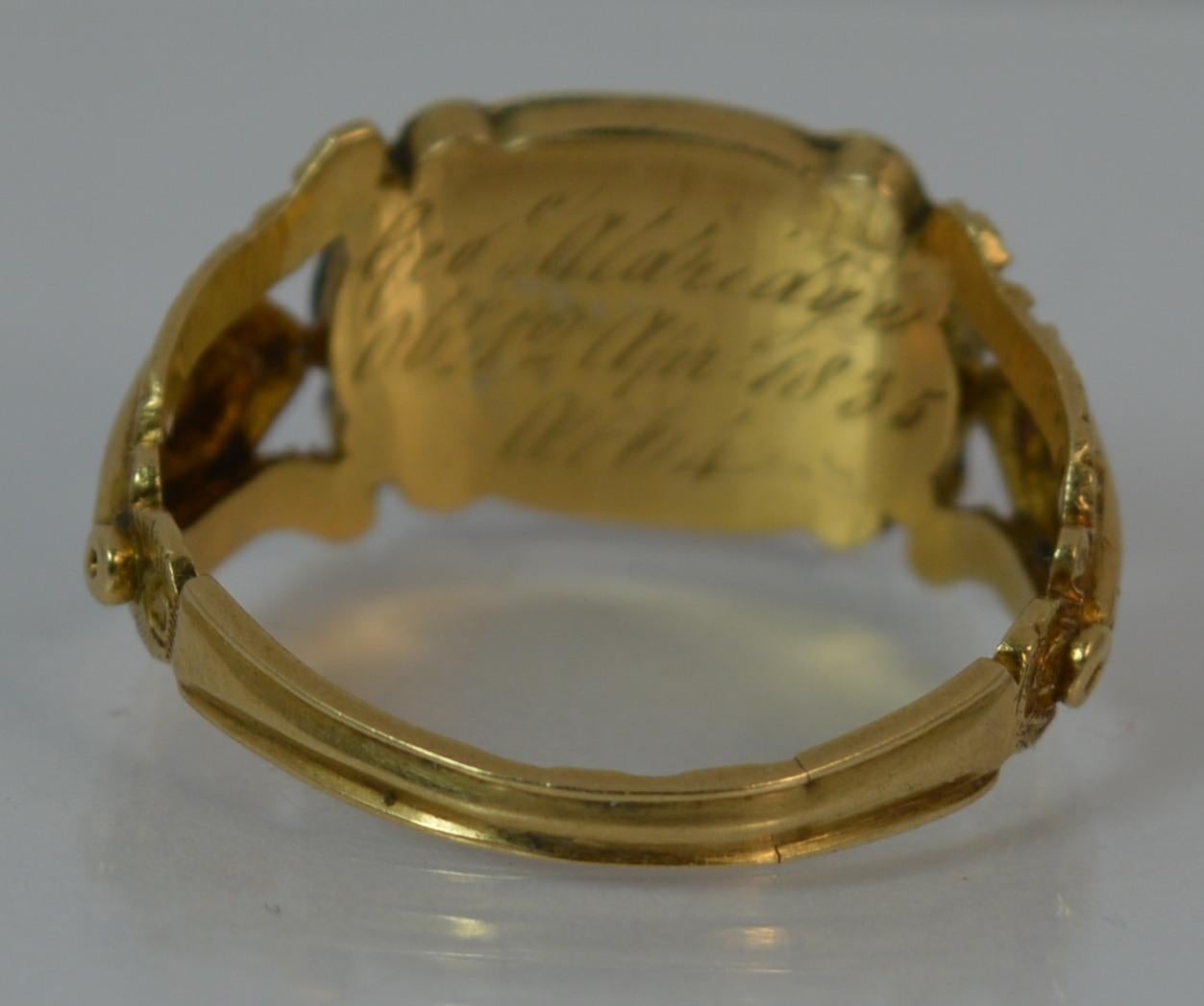 1834 William IV 18 Carat Gold and Enamel Mourning Ring 2
