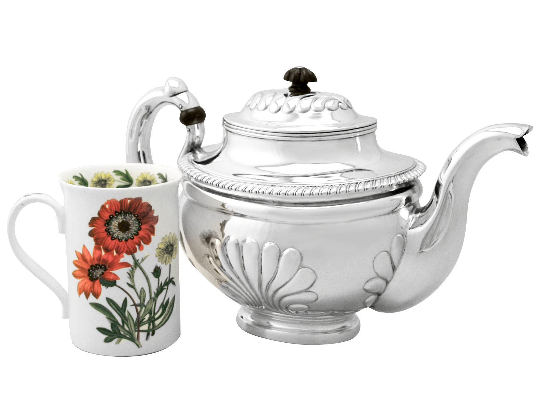 An exceptional, fine and impressive antique Finnish silver teapot; an addition to our diverse continental teaware collection.

This exceptional antique Finnish silver teapot has a plain oval rounded form onto a collet style foot.

The lower