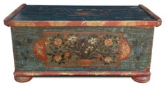 1835 Blue Floral Painted Blanket Chest