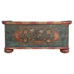 1835 Blu Floral Painted Blanket Chest