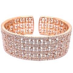 18.35 Carat 3 Row Diamond Cuff Bracelet