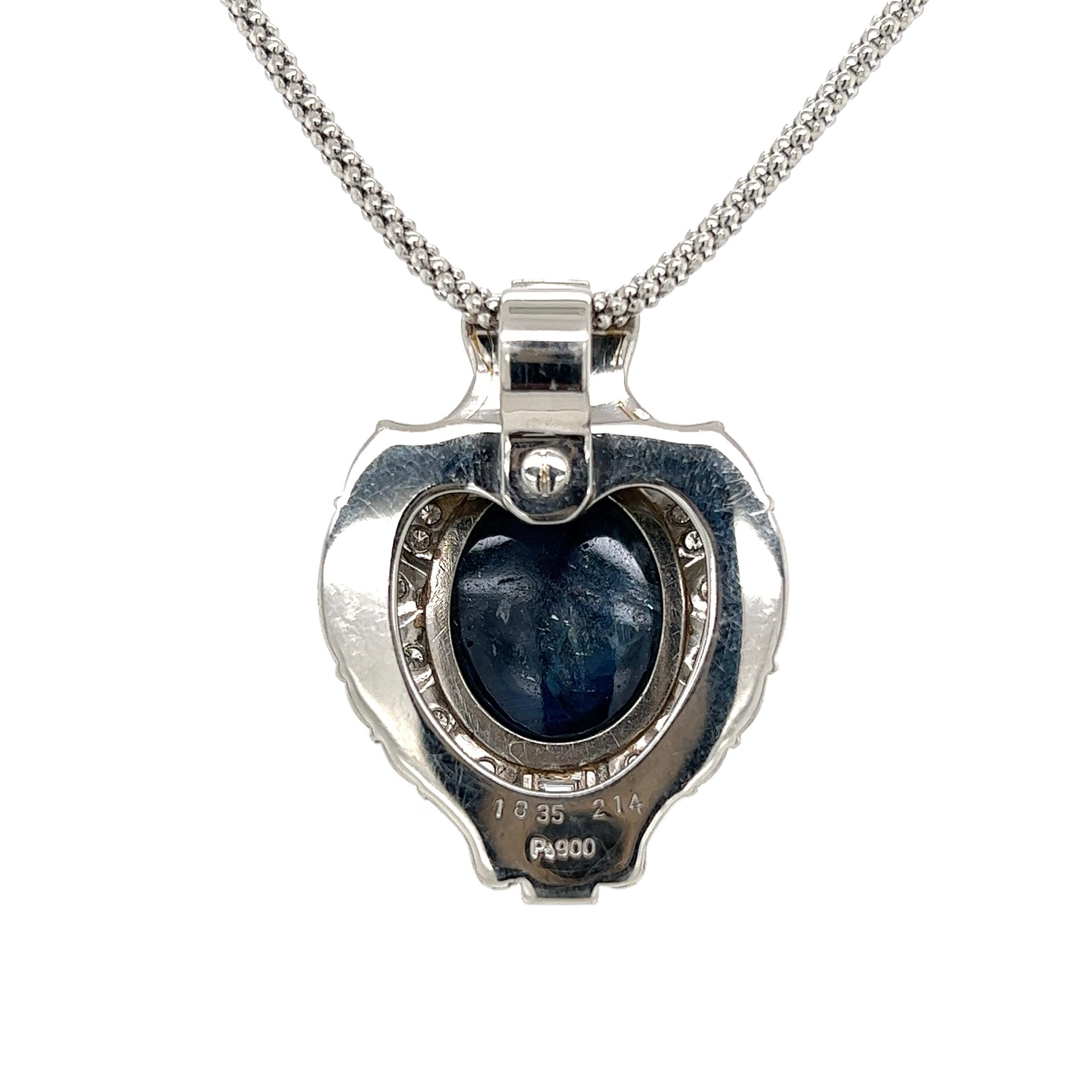 18.35 Carat Sapphire Diamond Platinum Pendant Necklace GIA Estate Fine Jewelry In Excellent Condition For Sale In Montreal, QC
