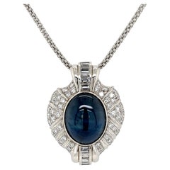18.35 Carat Sapphire Diamond Platinum Pendant Necklace GIA Estate Fine Jewelry