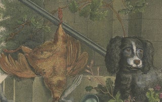 1835 Hand-Colored Lithograph: Hunting Still Life with Game and Dog, view 6