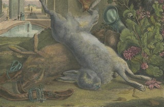 1835 Hand-Colored Lithograph: Hunting Still Life with Game and Dog, view 7