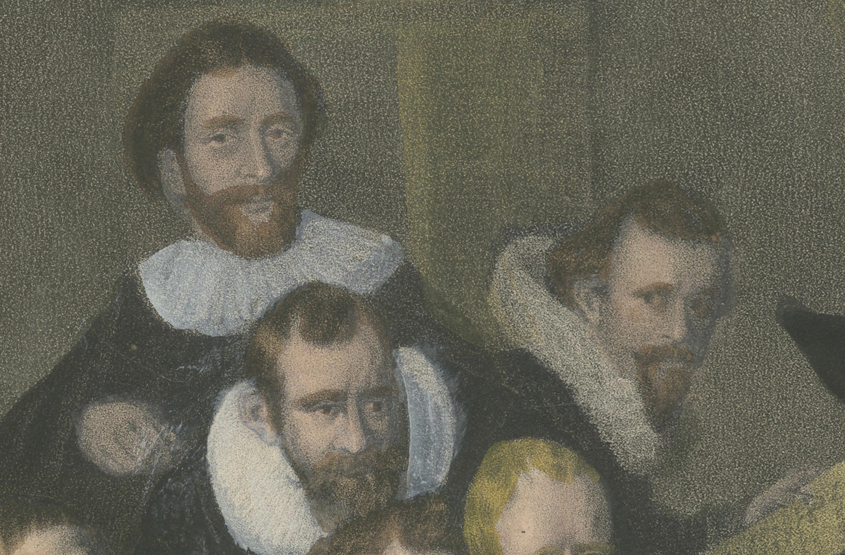 Handkolorierte Lithographie von 1835: Anatomieunterricht – Nach Rembrandt im Zustand „Gut“ im Angebot in Langweer, NL