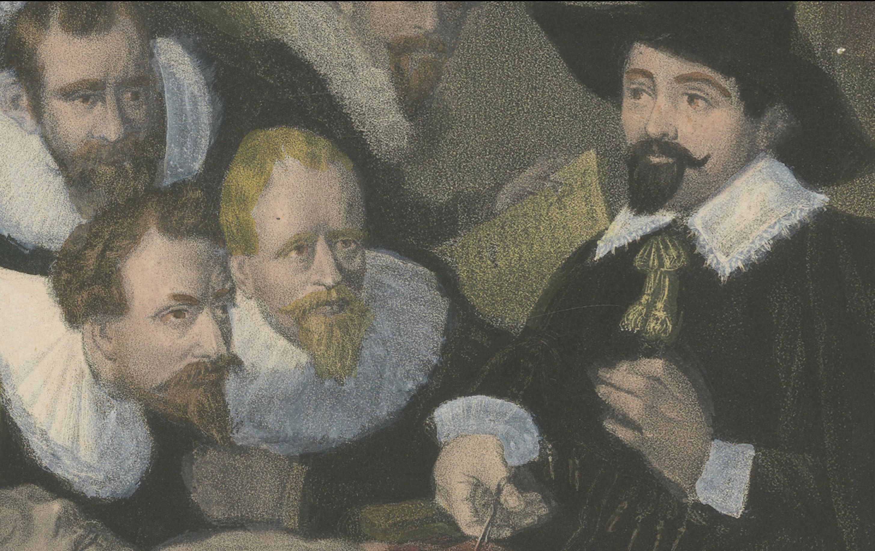 Handkolorierte Lithographie von 1835: Anatomieunterricht – Nach Rembrandt (Papier) im Angebot