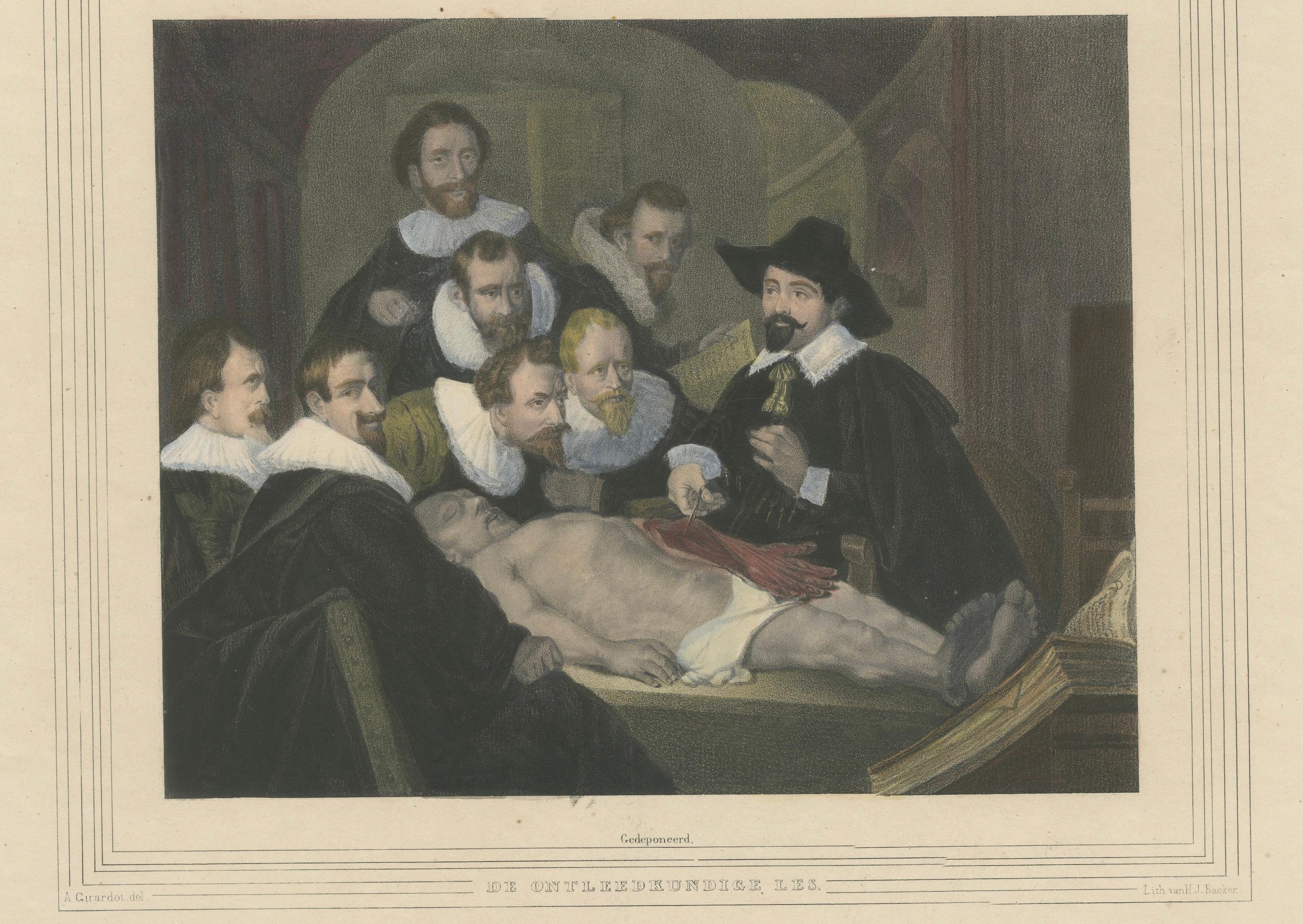 Handkolorierte Lithographie von 1835: Anatomieunterricht – Nach Rembrandt im Angebot 2