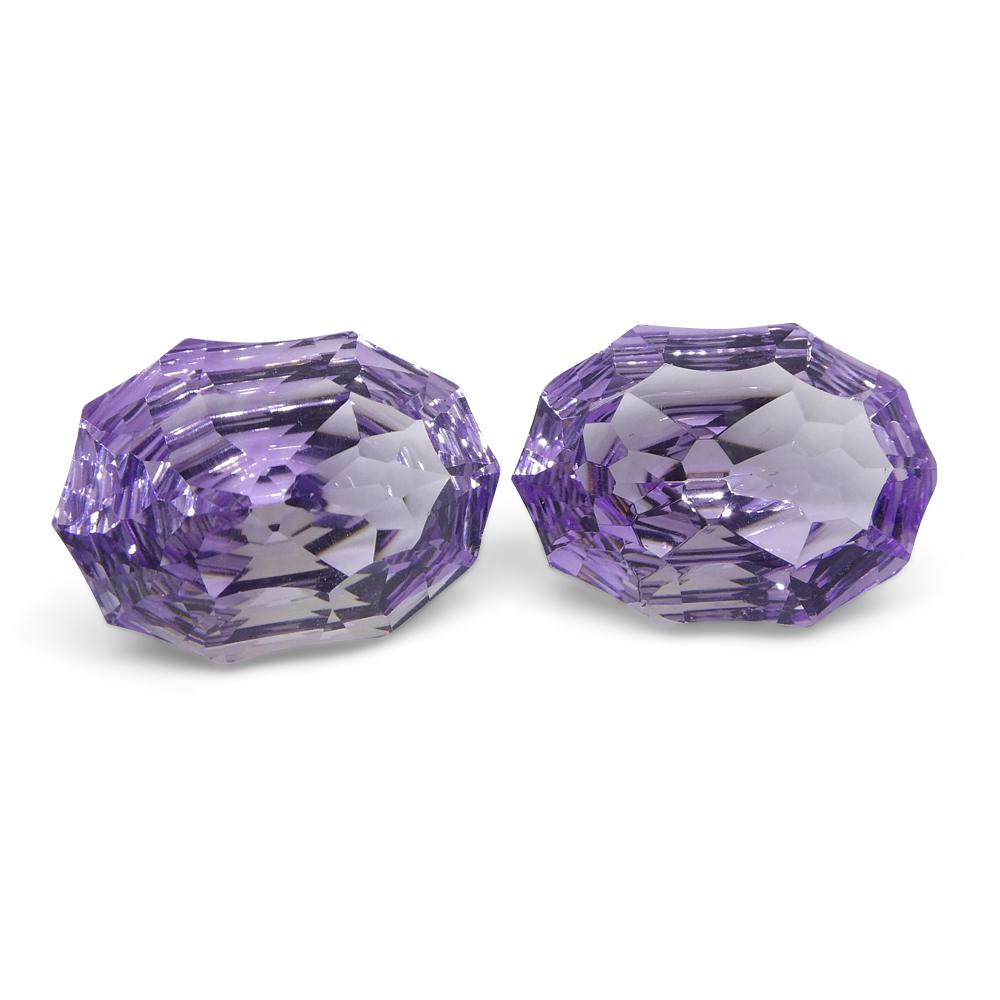 18.35ct Oval Amethyst Fantasy/Fancy Cut Pair In New Condition For Sale In Toronto, Ontario