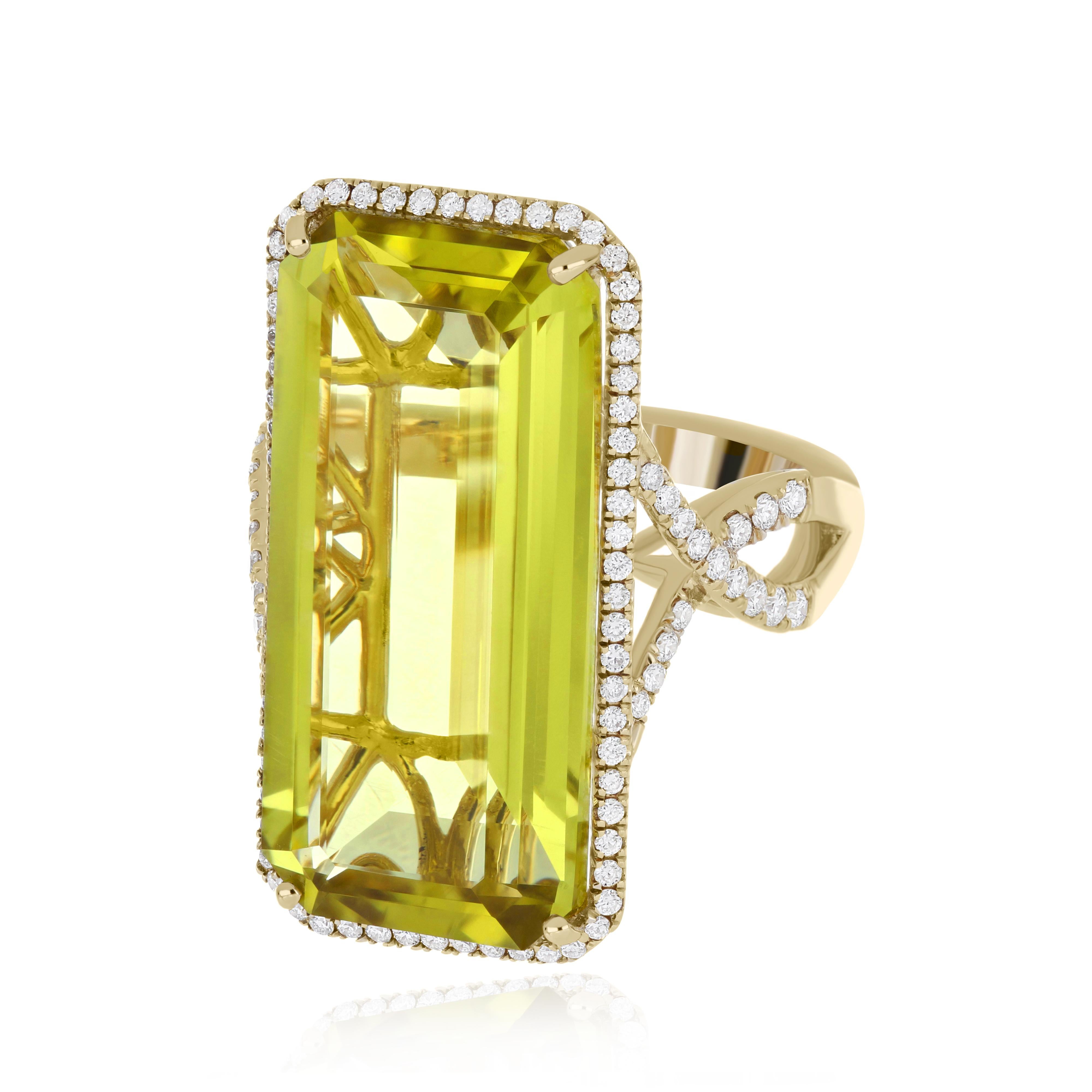 For Sale:  18.35cts Lemon Citrine and Diamond 14 Karat Yellow Gold Ring for New Year Gift  3