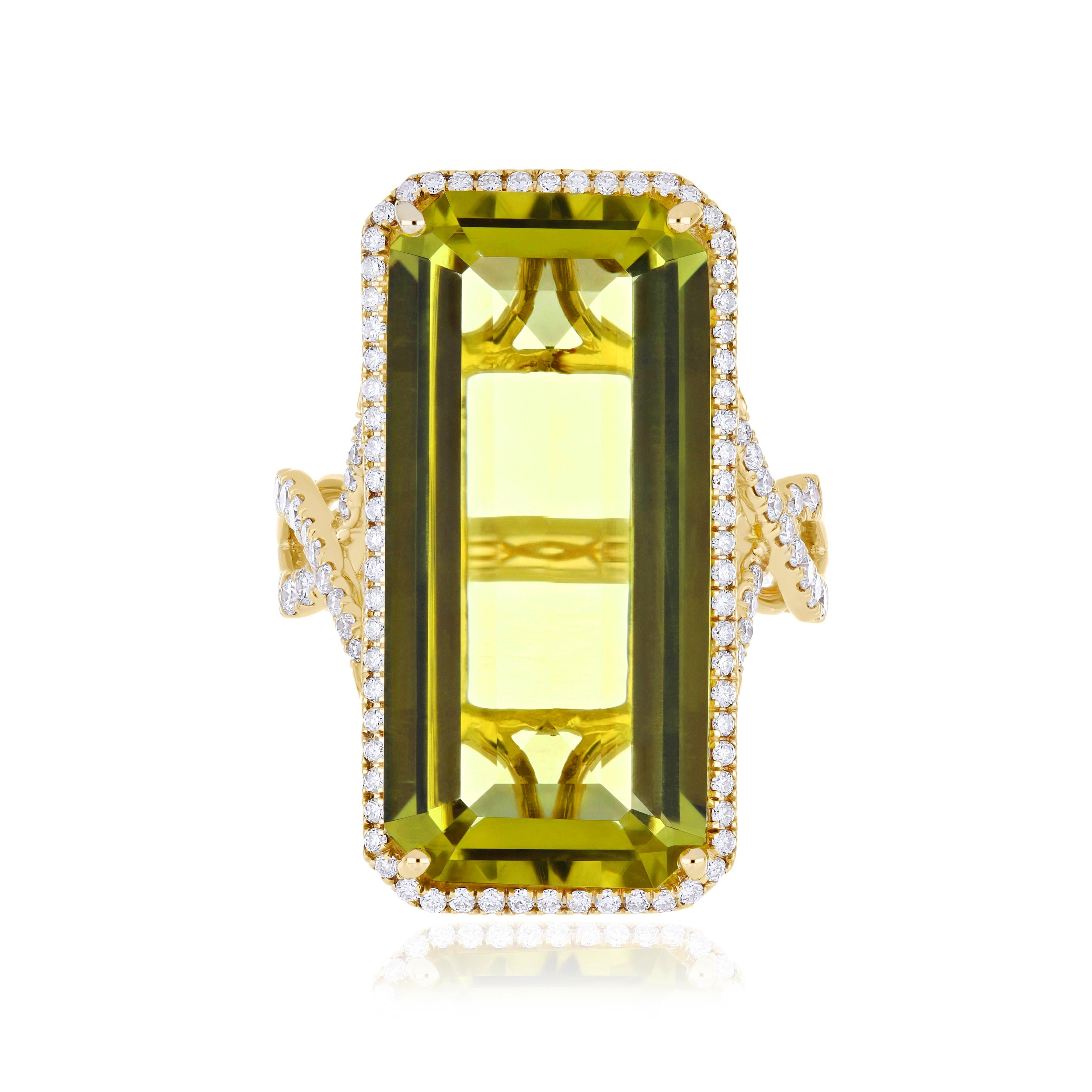 For Sale:  18.35cts Lemon Citrine and Diamond 14 Karat Yellow Gold Ring for New Year Gift  8