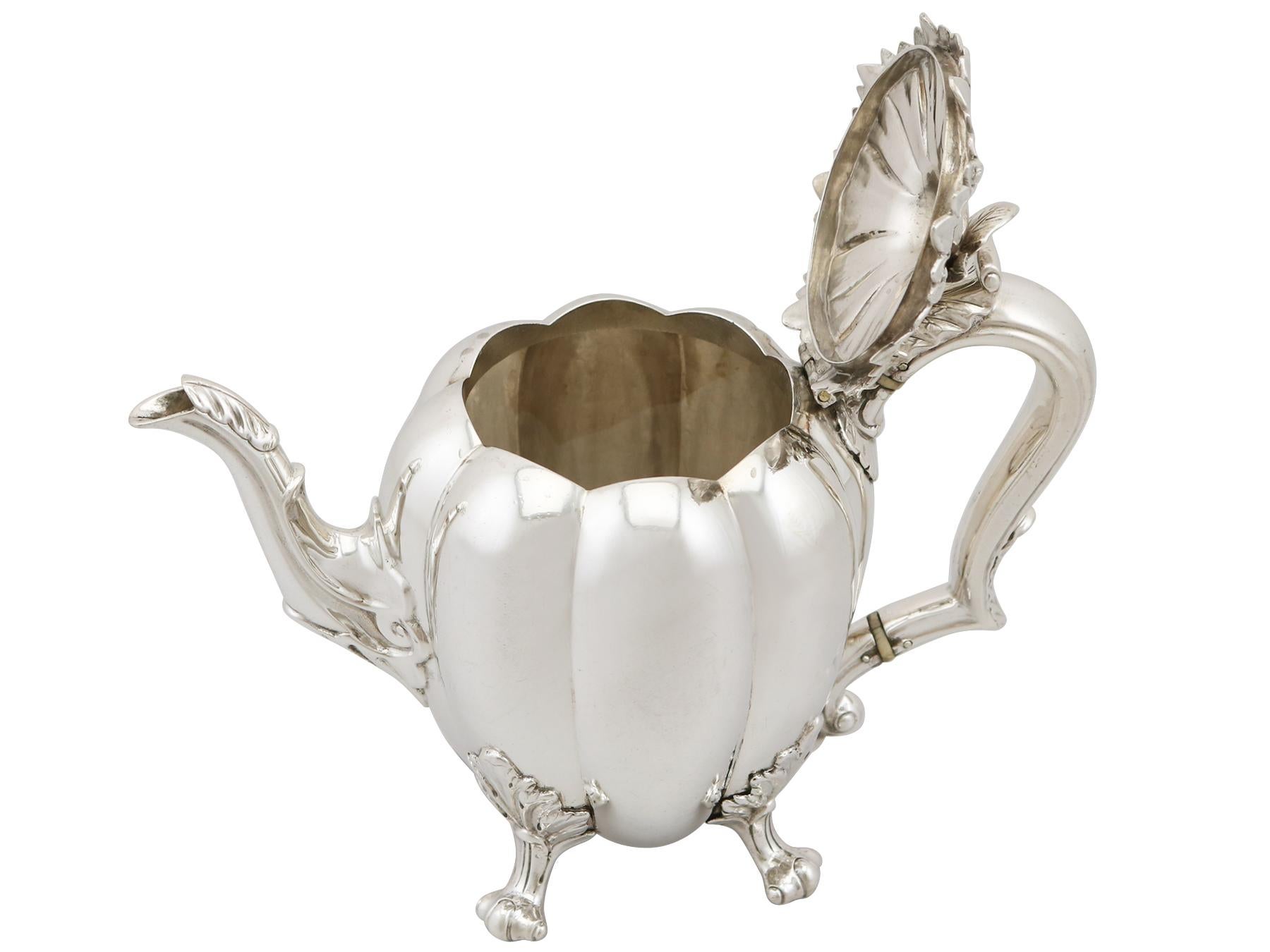 Mid-19th Century 1836 Antique Sterling Silver Teapot