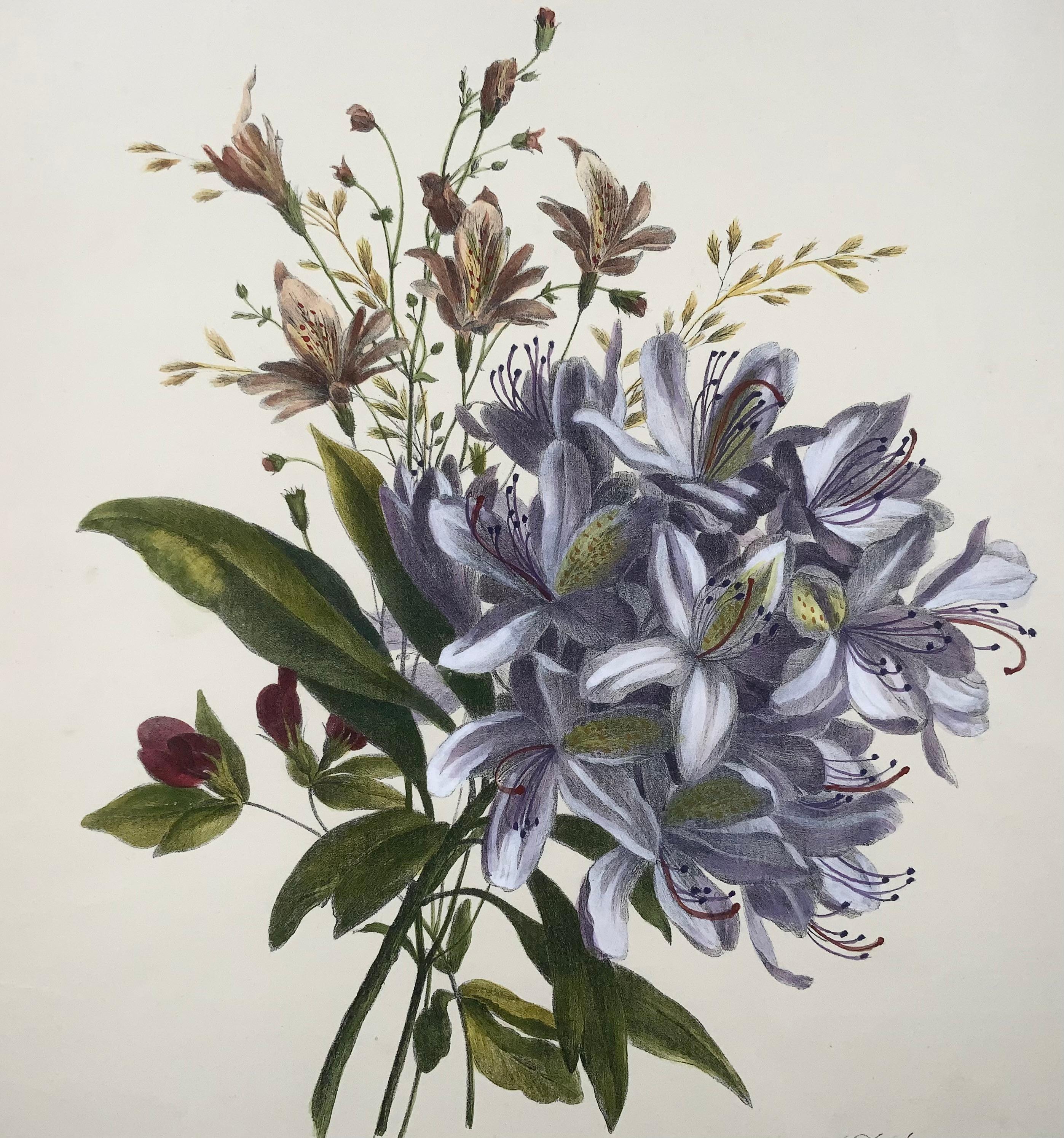 1836 Blumenstrauß, Botanik, Weiss; Desguerrois, 35 cm, Originalfarbe von Hand im Zustand „Hervorragend“ im Angebot in Norwich, GB