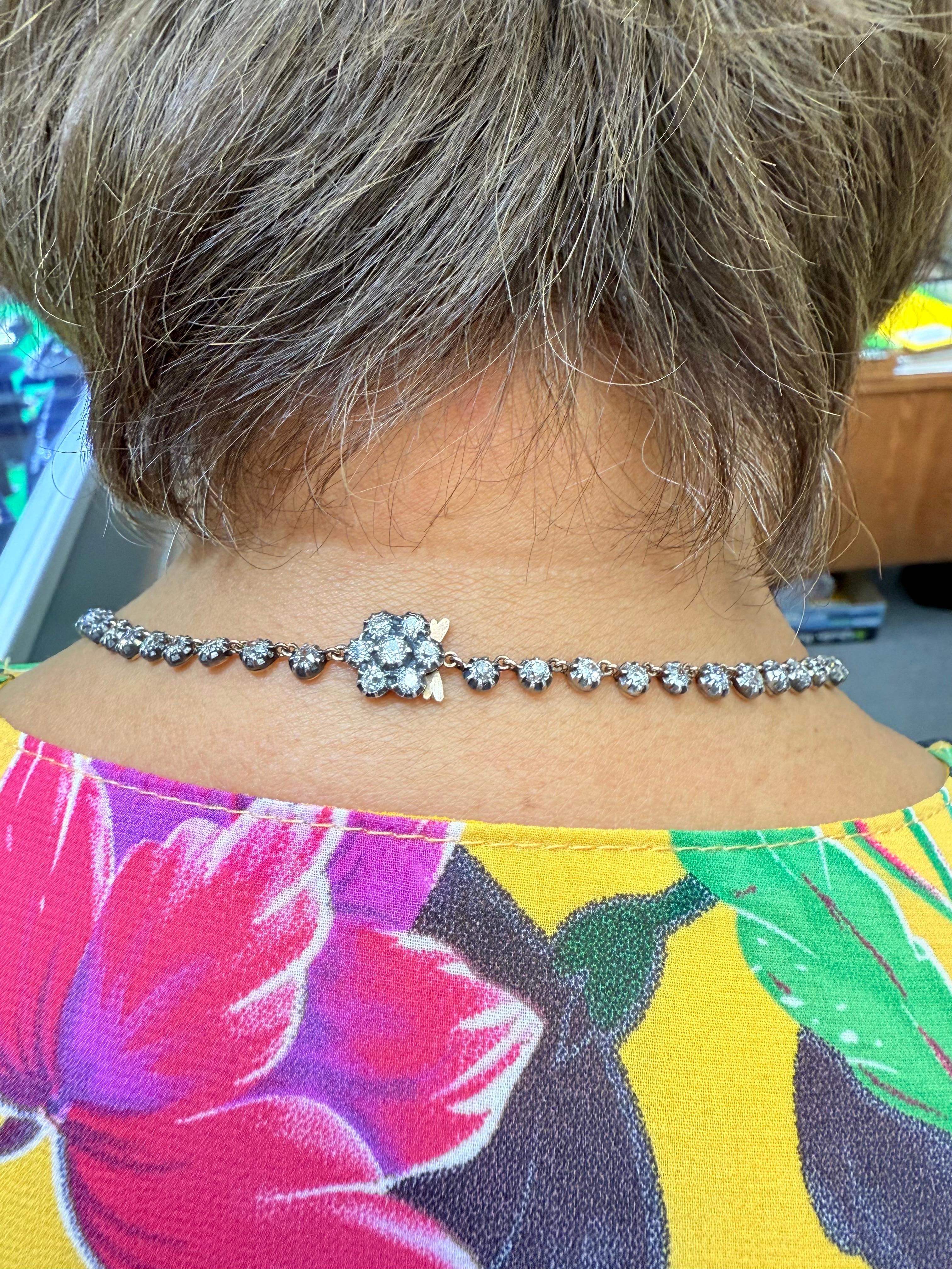 Collana Riviera con diamanti taglio Old Mine da 18,36 carati In condizioni buone in vendita a Los Angeles, CA