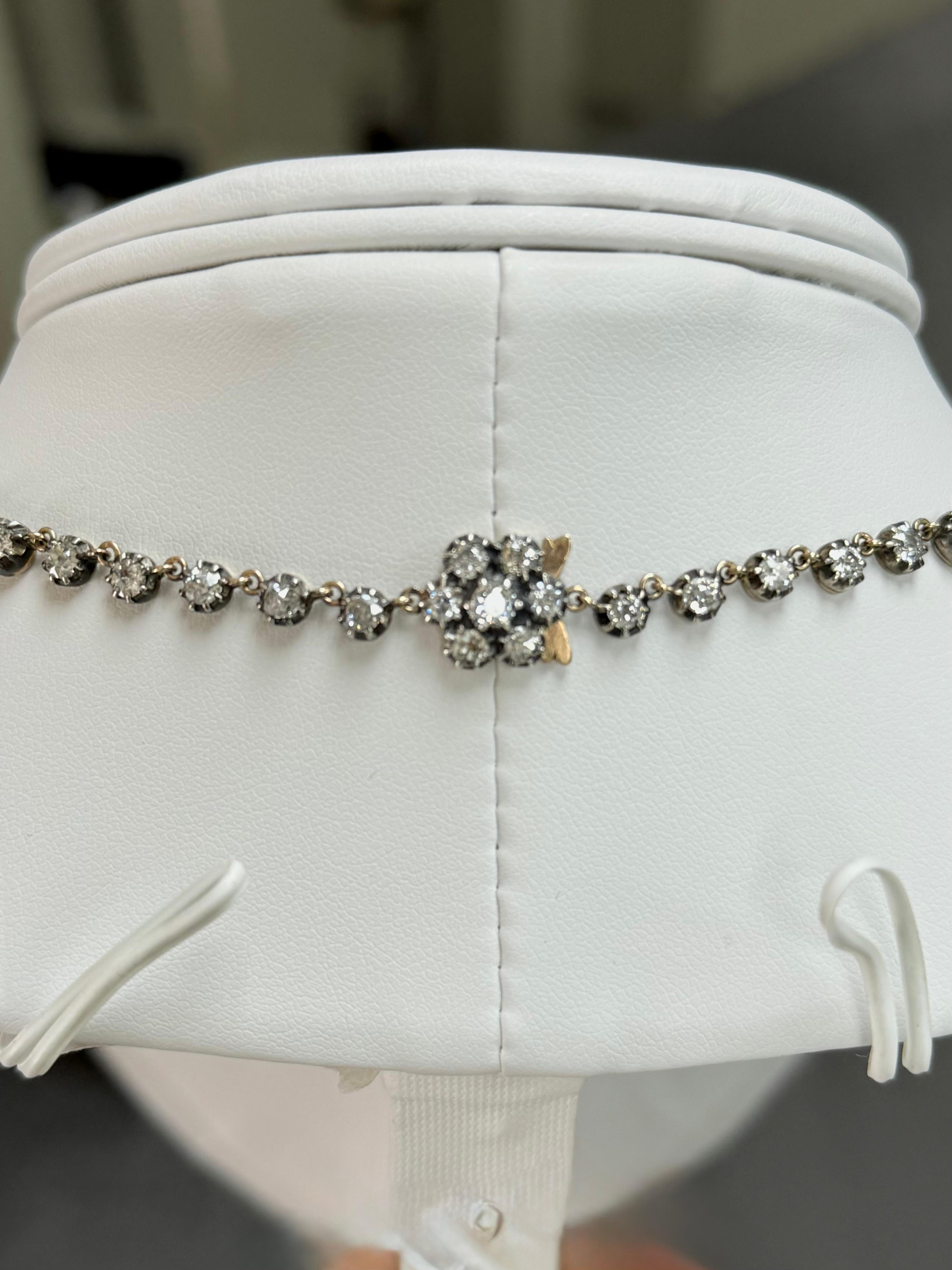 Collana Riviera con diamanti taglio Old Mine da 18,36 carati in vendita 3