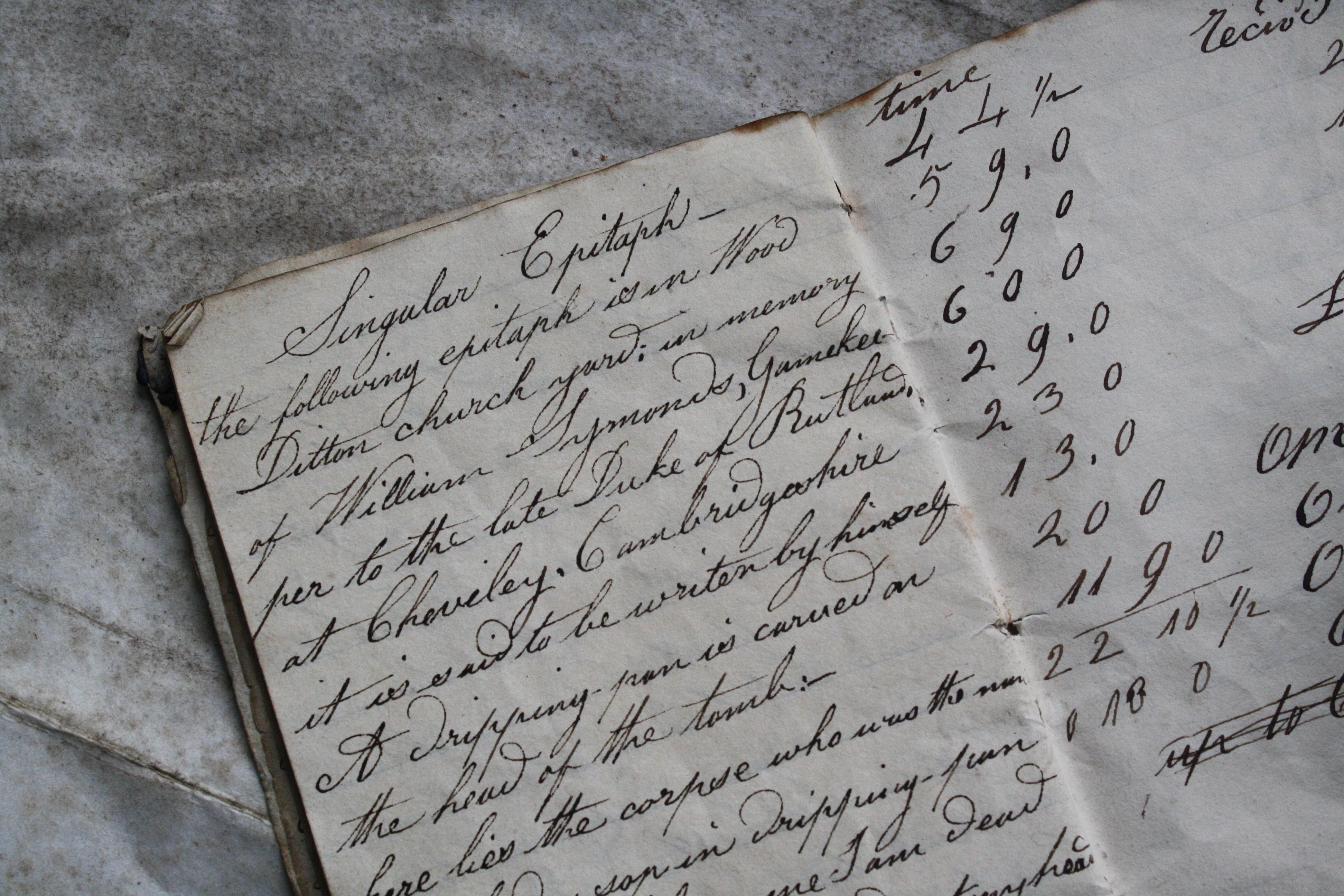 1836 Hand Written Memorandum of Epitaphs, Recipes, Potions & Comical Stories In Fair Condition In Lowestoft, GB