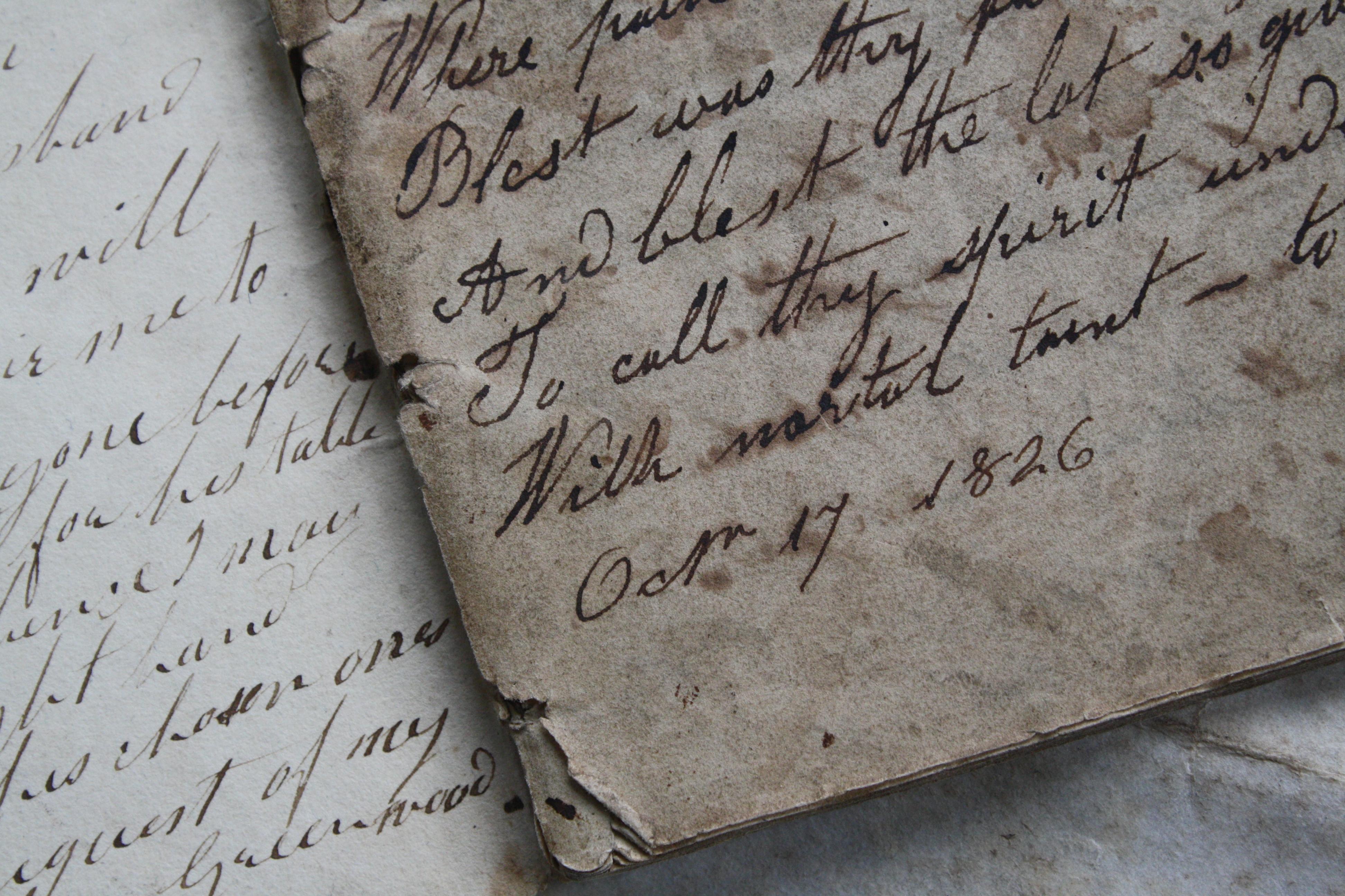 1836 Memorandum scritto a mano di epitaffi, ricette, pozioni e storie comiche 2