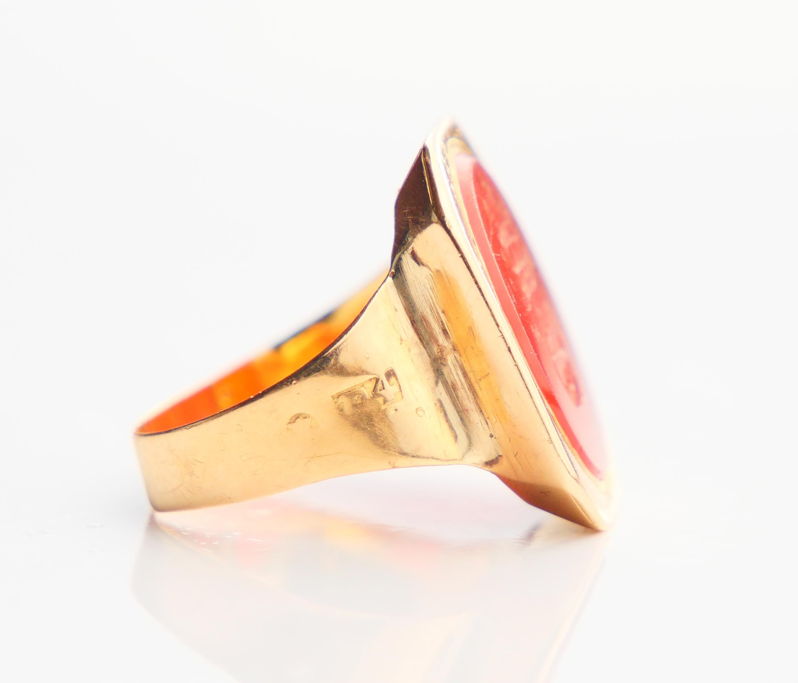 1836 Uomo nordico Unisex Anello Signet Corniola in oro massiccio 18K US7 / 5gr in vendita 7