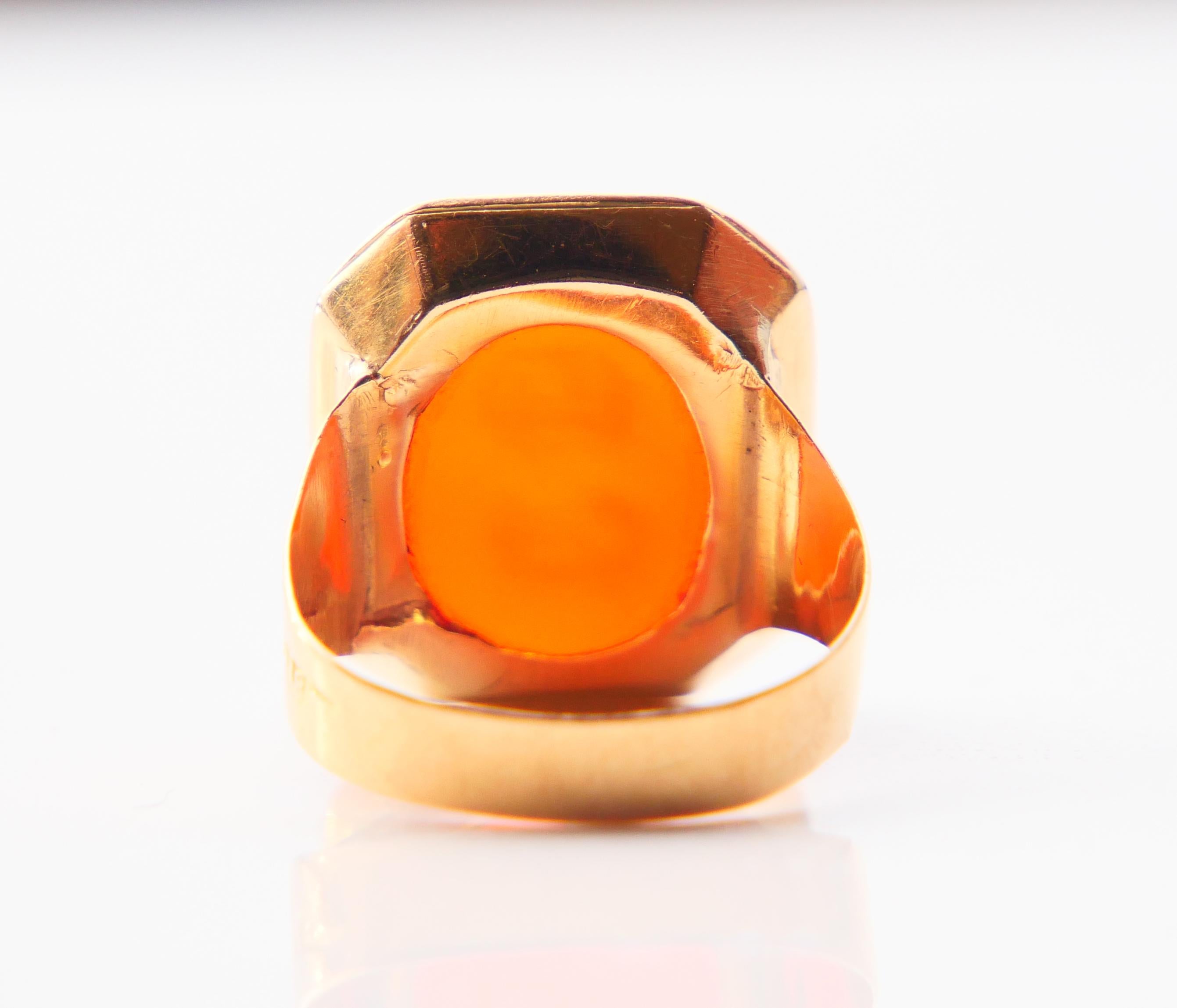 1836 Uomo nordico Unisex Anello Signet Corniola in oro massiccio 18K US7 / 5gr in vendita 5