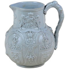 Antique 1836s Victorian William Brownfield Blue-Grey Four Nations Albion' Stoneware Jug