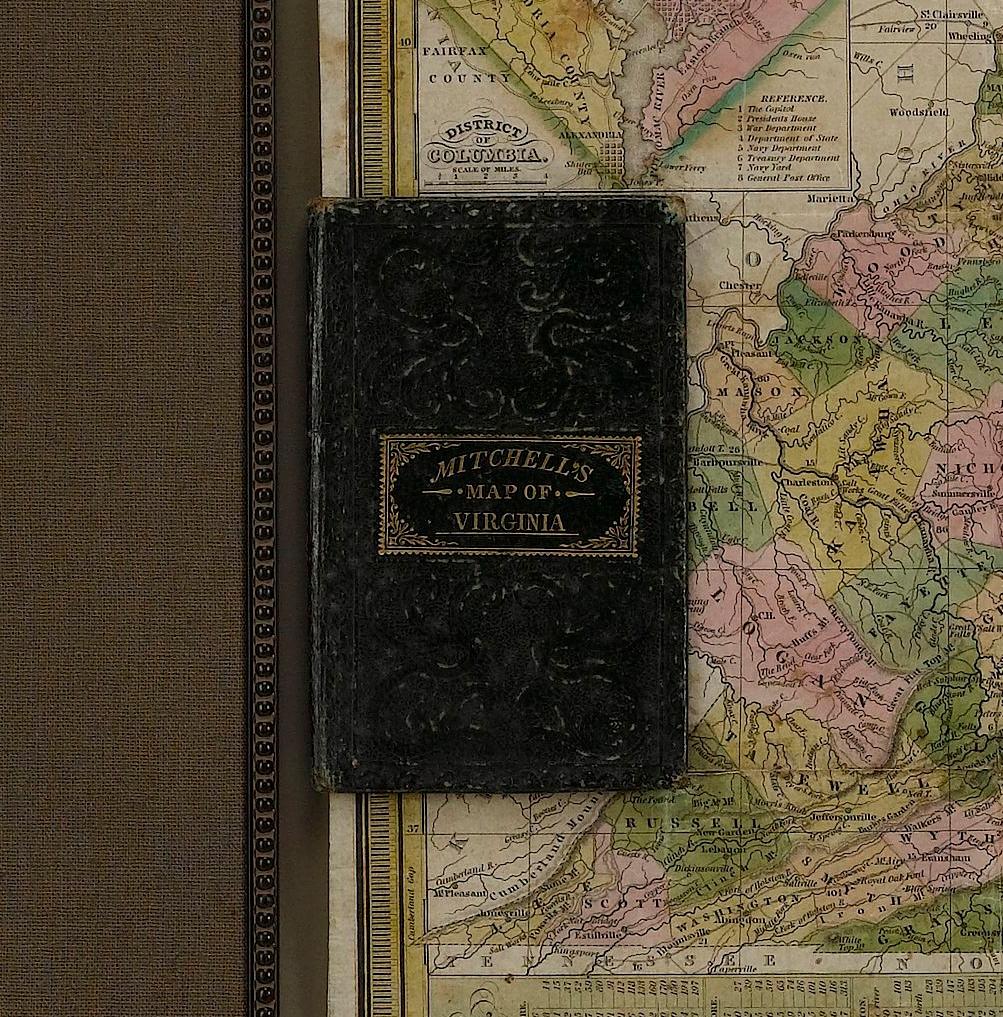 1837 Mitchells „Tourist's Pocket Map of the State of Virginia“ von J.H. Junge (Handbemalt) im Angebot