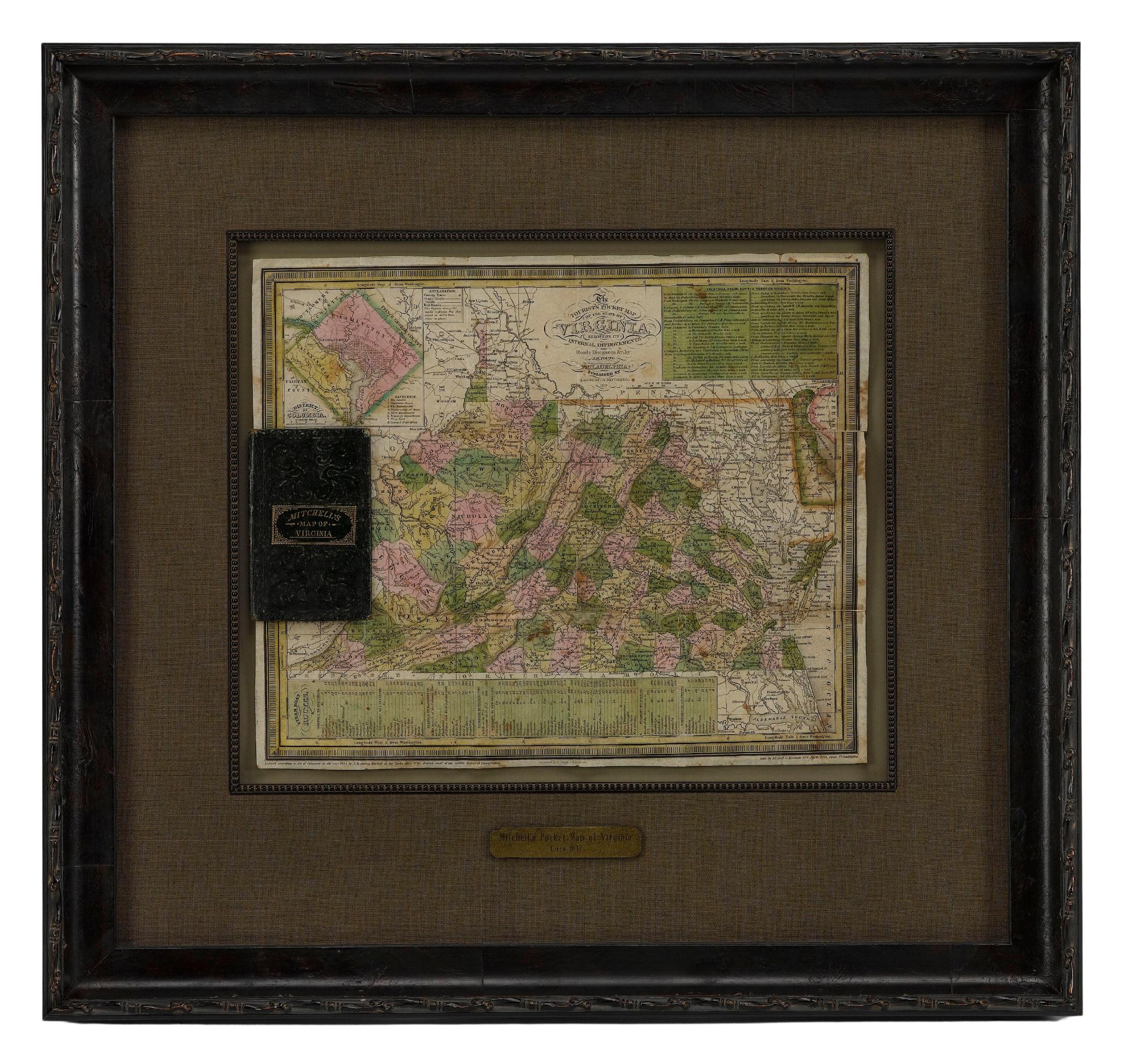 1837 Mitchells „Tourist's Pocket Map of the State of Virginia“ von J.H. Junge im Zustand „Gut“ im Angebot in Colorado Springs, CO