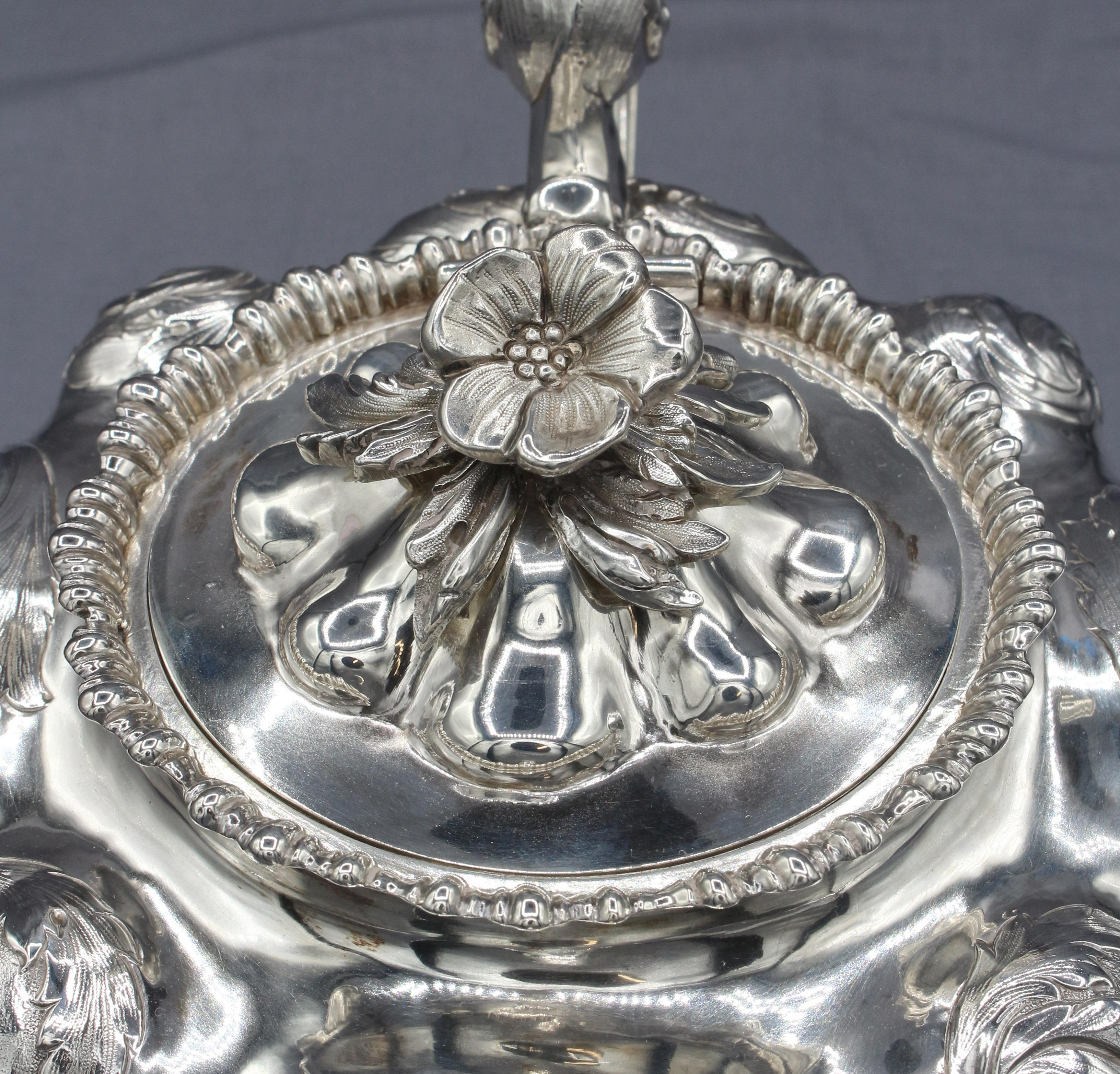 1838 & 1839 English Sterling Silver 3-Piece Tea Set By John Edward Terrey 1