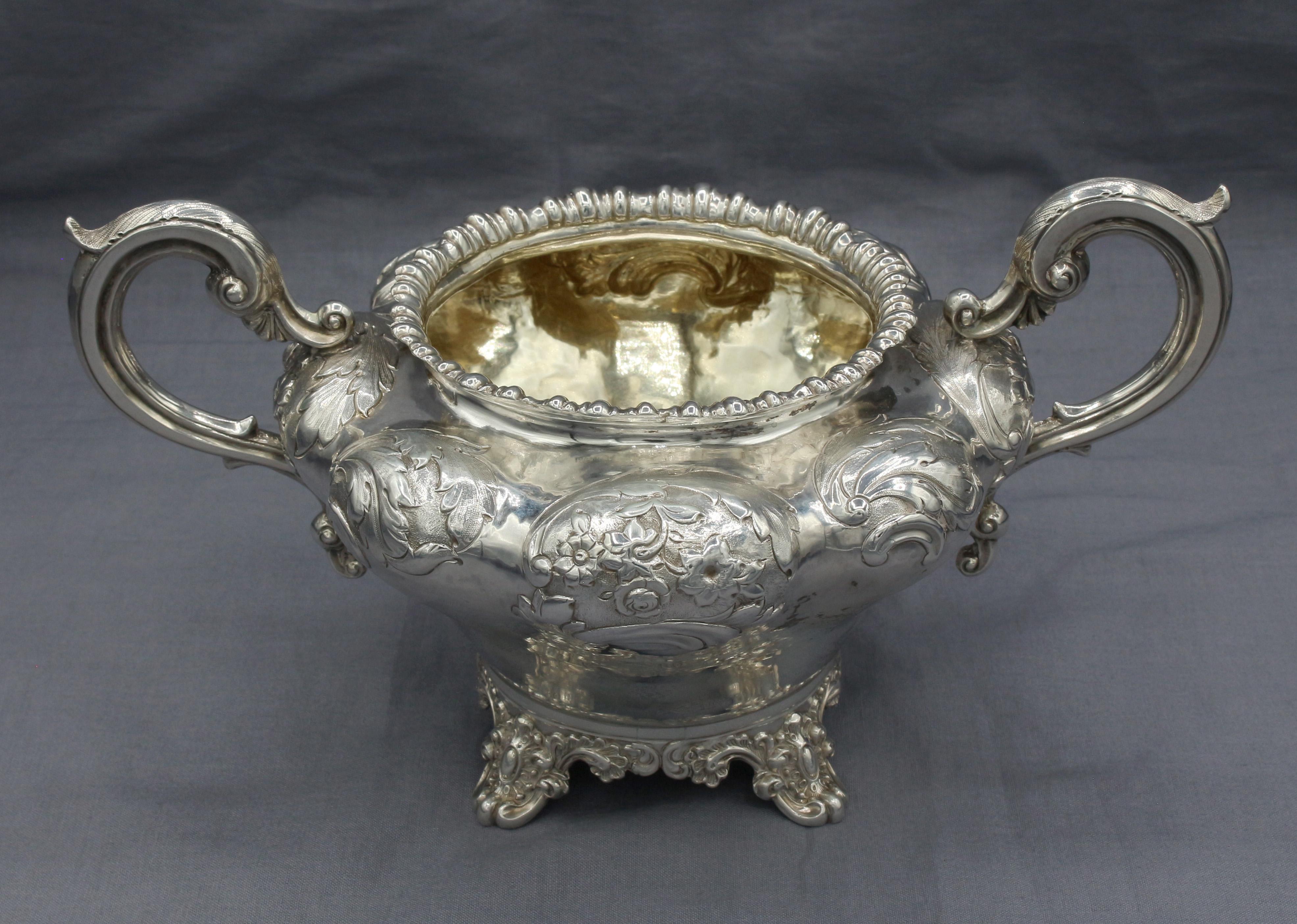 1838 & 1839 English Sterling Silver 3-Piece Tea Set By John Edward Terrey 2