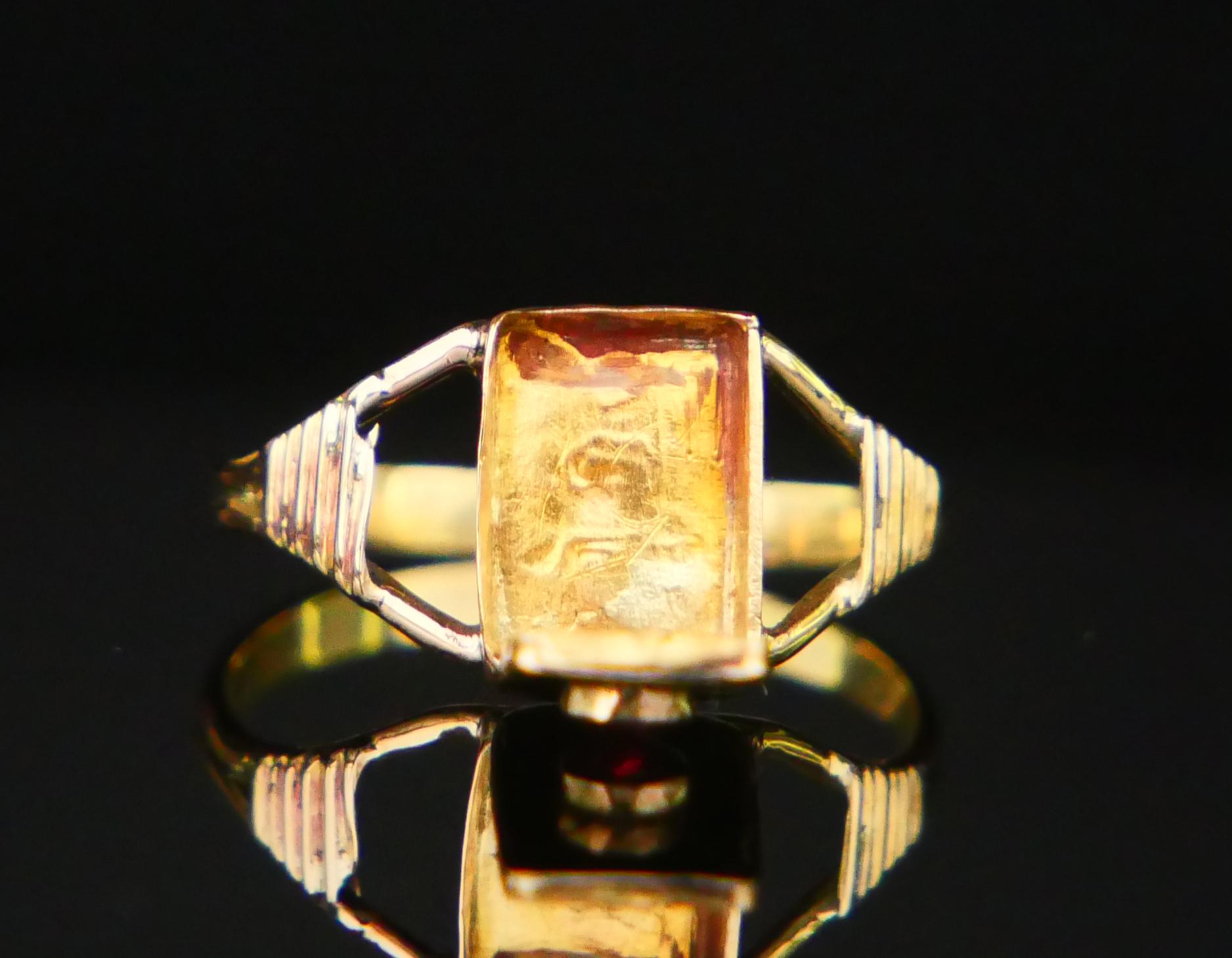 1838 Antique Poison Ring Garnet solid 18K Gold Ø 2.75 US / 0.95gr For Sale 12