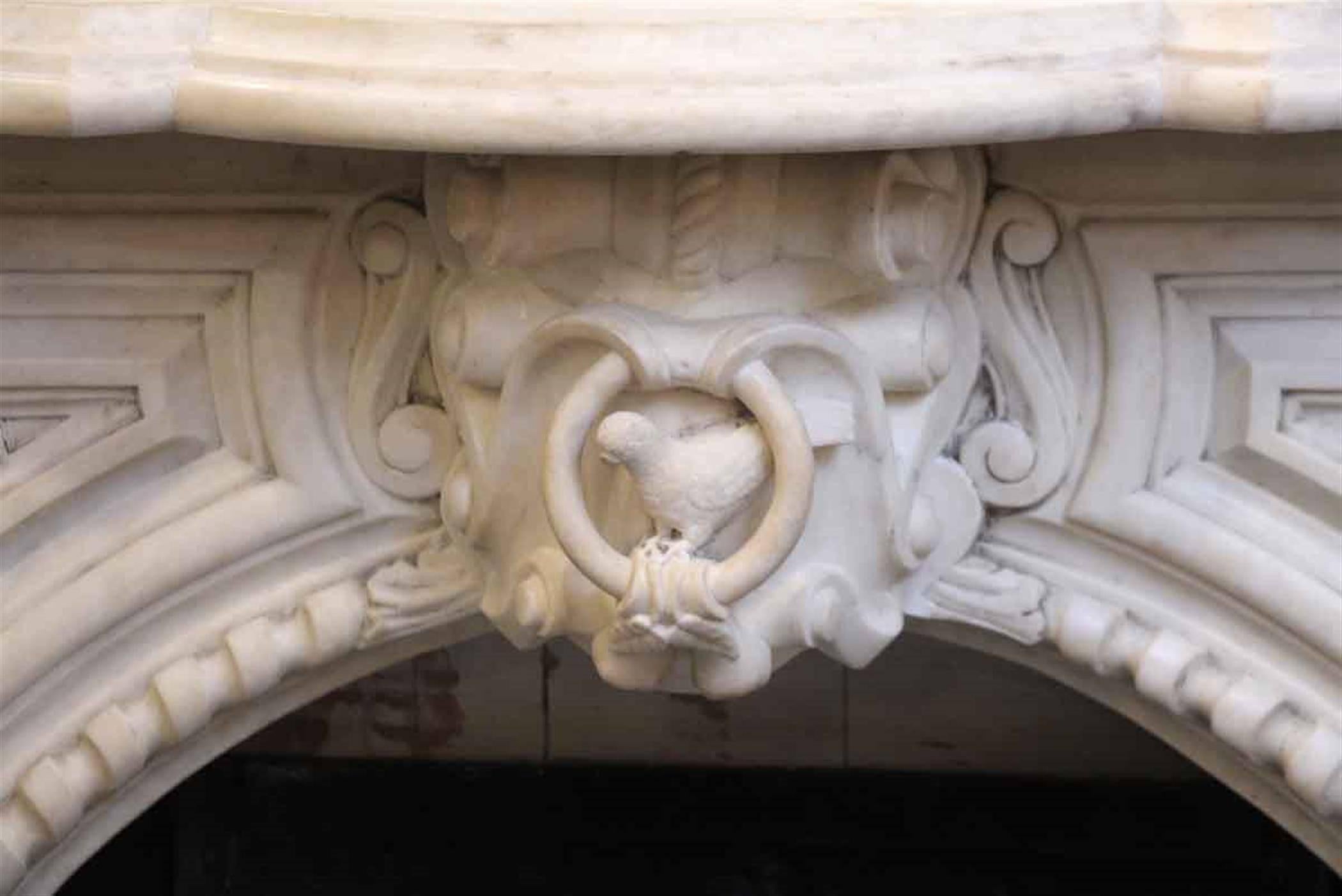 American 1838 Victorian Arch Statuary White Statuary Marble Mantel