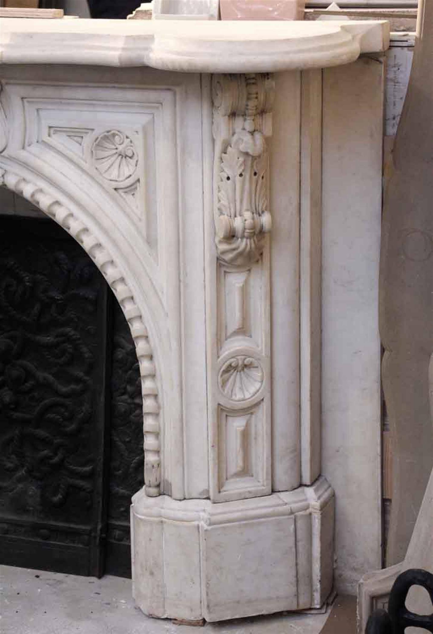 1838 Victorian Arch Statuary White Statuary Marble Mantel 1