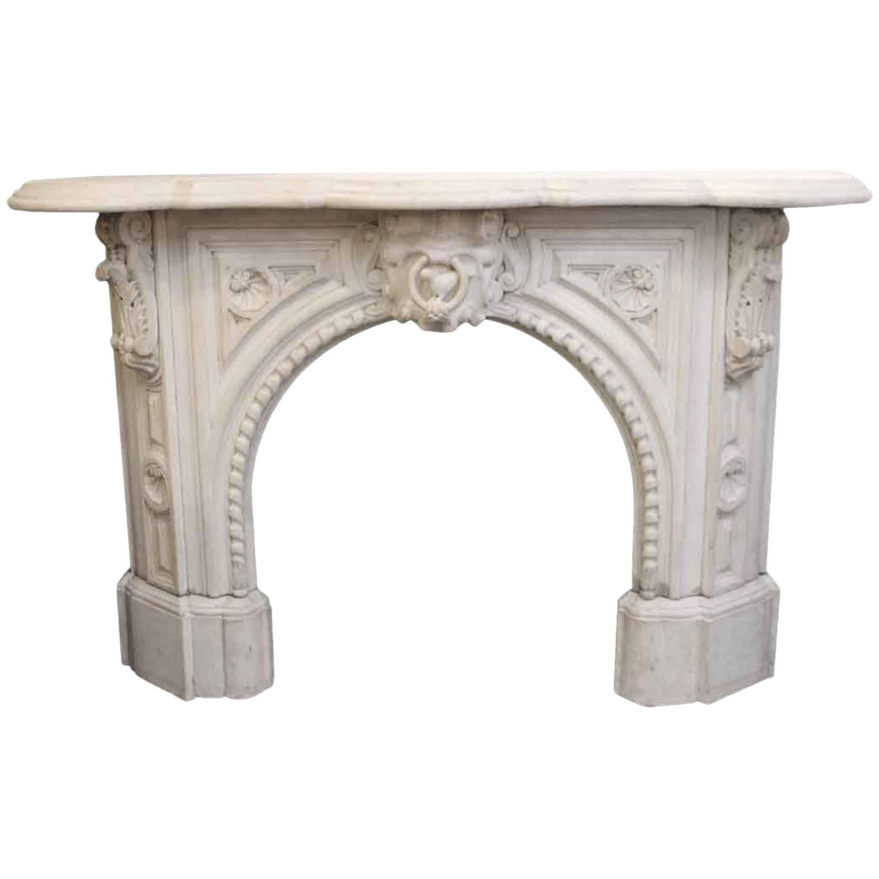 1838 Victorian Arch Statuary White Statuary Marble Mantel