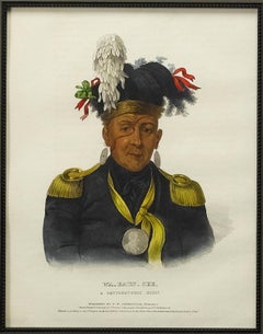 1838 Wa Baun See, A Pottawatomie Chief Lithograph with Antique Arrowhead