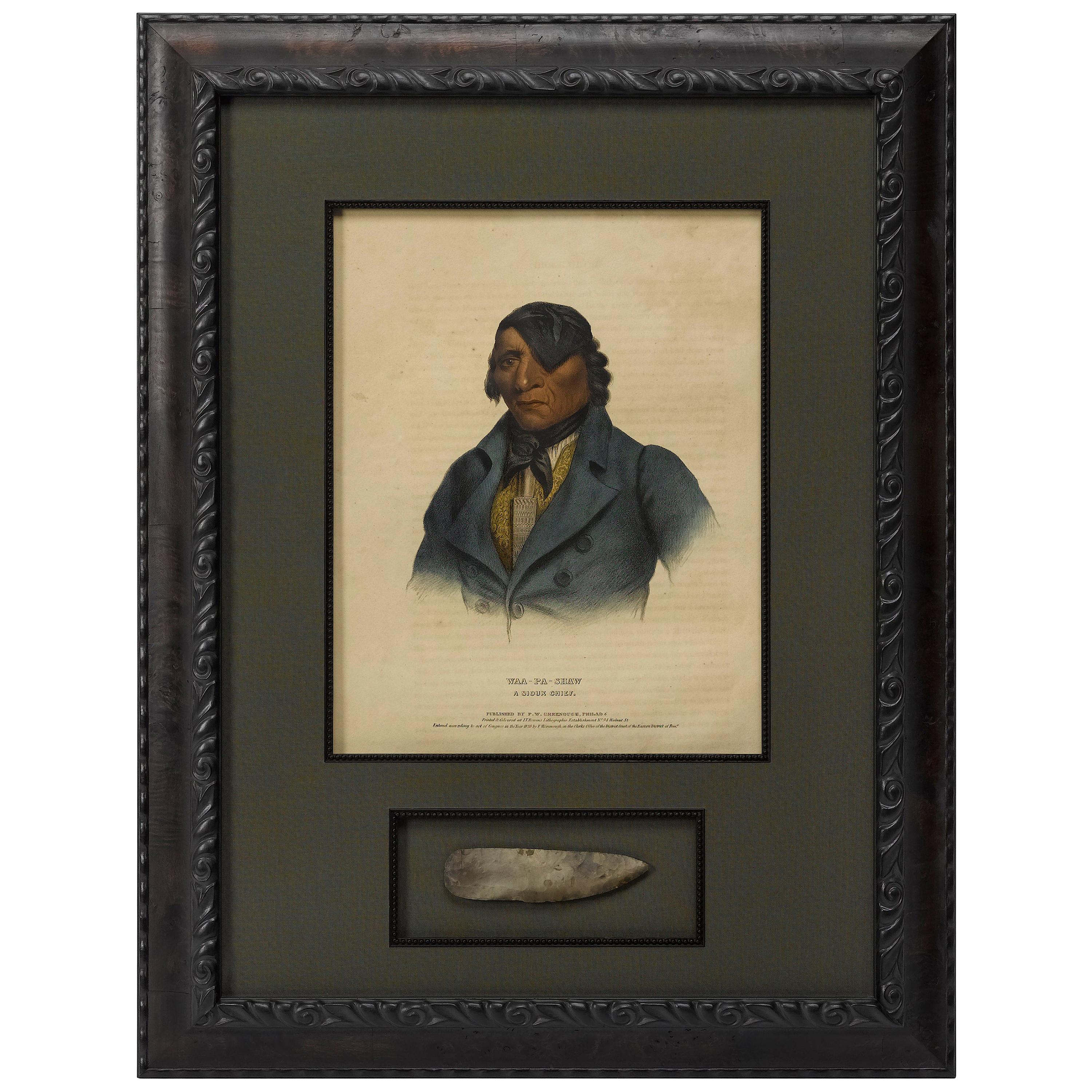 1838 Waa-Pa-Shaw A Sioux Chief Hand-Colored Lithograph and Antique ...