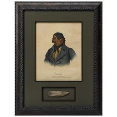 1838 Waa-Pa-Shaw A Sioux Chief Hand-Colored Lithograph and Antique Arrowhead