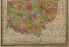 1839 Map of the State of Ohio, Antique Tourist's Pocket Map by J.H. Young