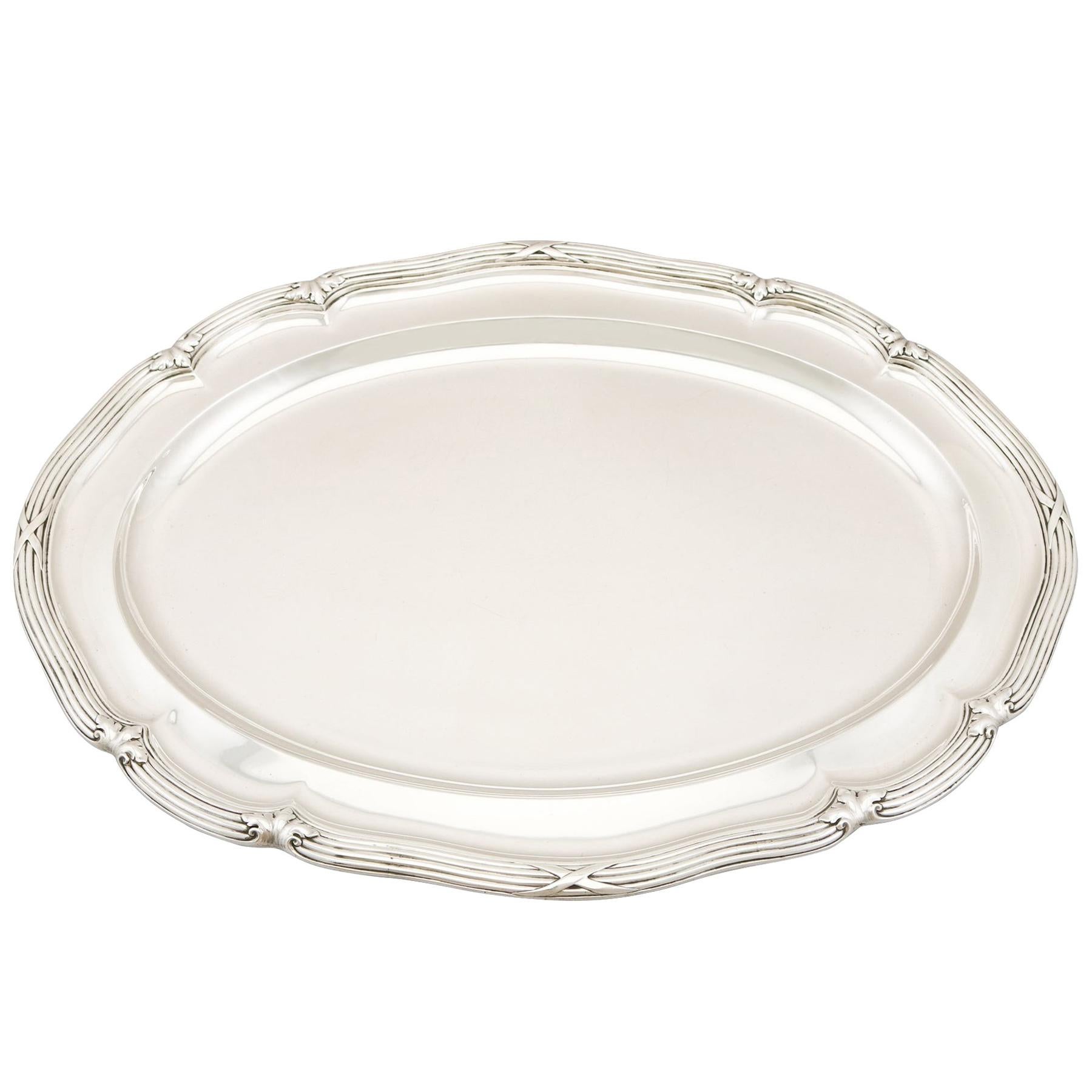 1839 Antique Victorian Sterling Silver Meat Platter For Sale at 1stDibs