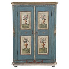 Antique 1839 Blue Floral Painted Cabinet