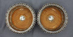 1839 Pair of Victorian Sterling Silver Wine Coasters by Samuel Walker & Co.