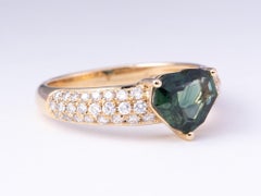 1.83ct Bi-Color Parti Sapphire on Diamond Pave Engagement Ring 14K Gold R6776